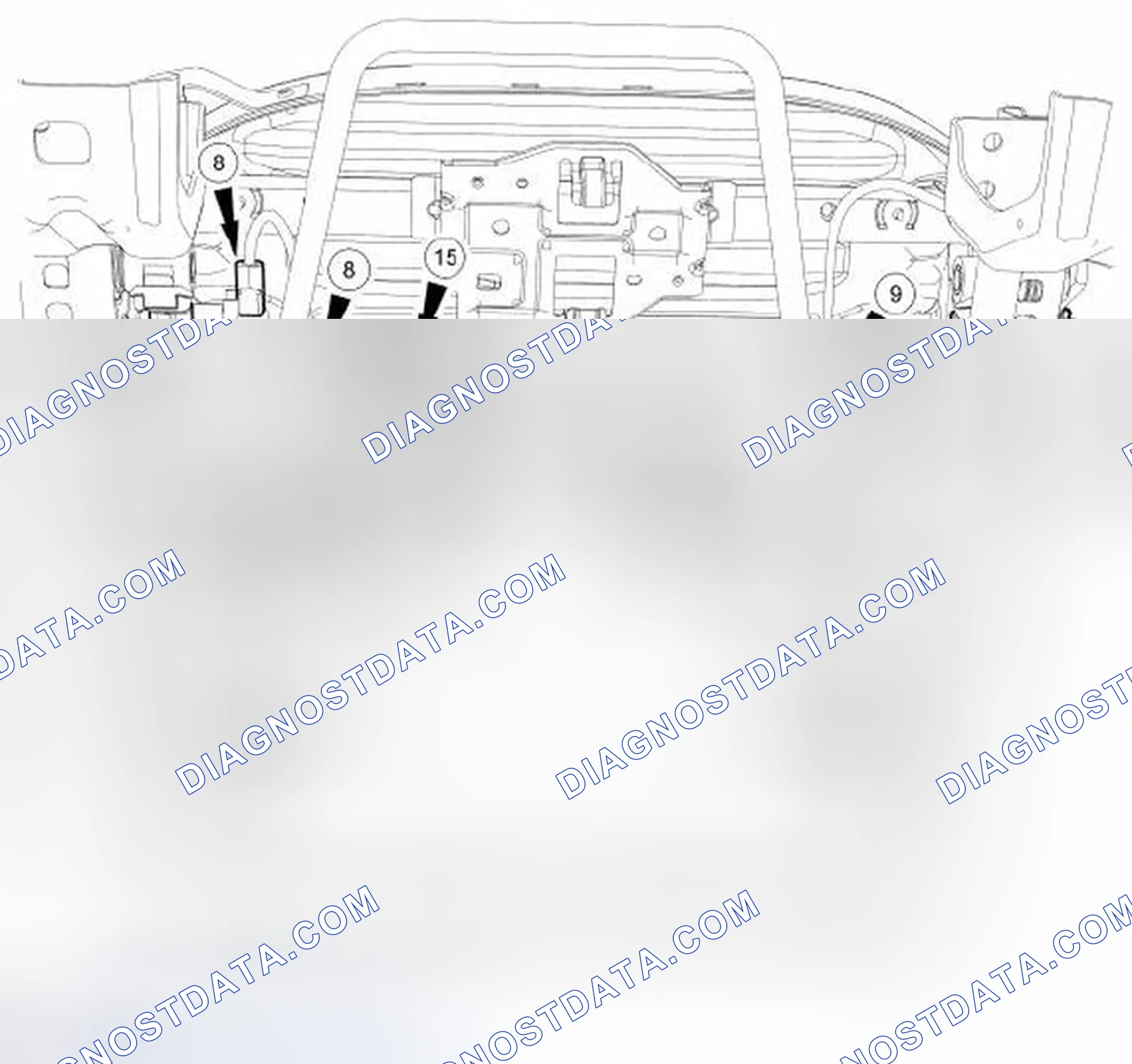 Scheme 226: Retainer and Connector Location View, Cushion Frame From Underneath