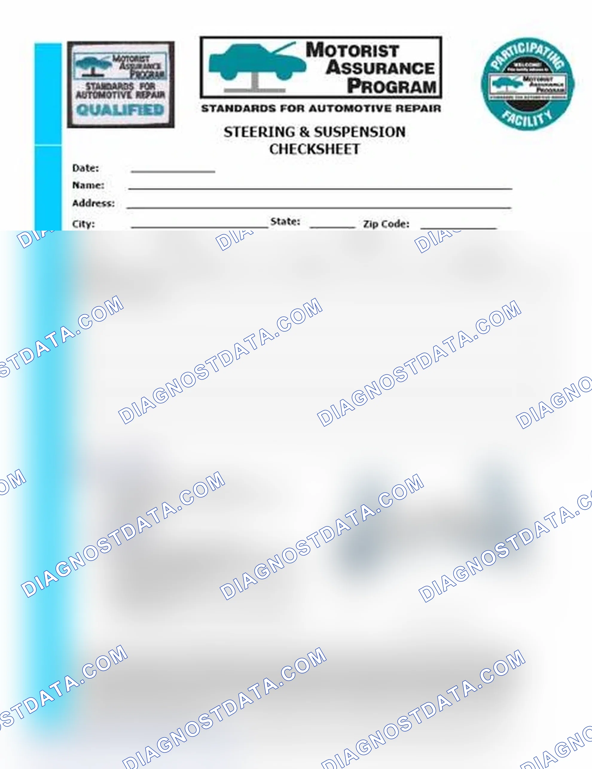 Scheme 11: Steering & Suspension Checksheet (1 Of 2)