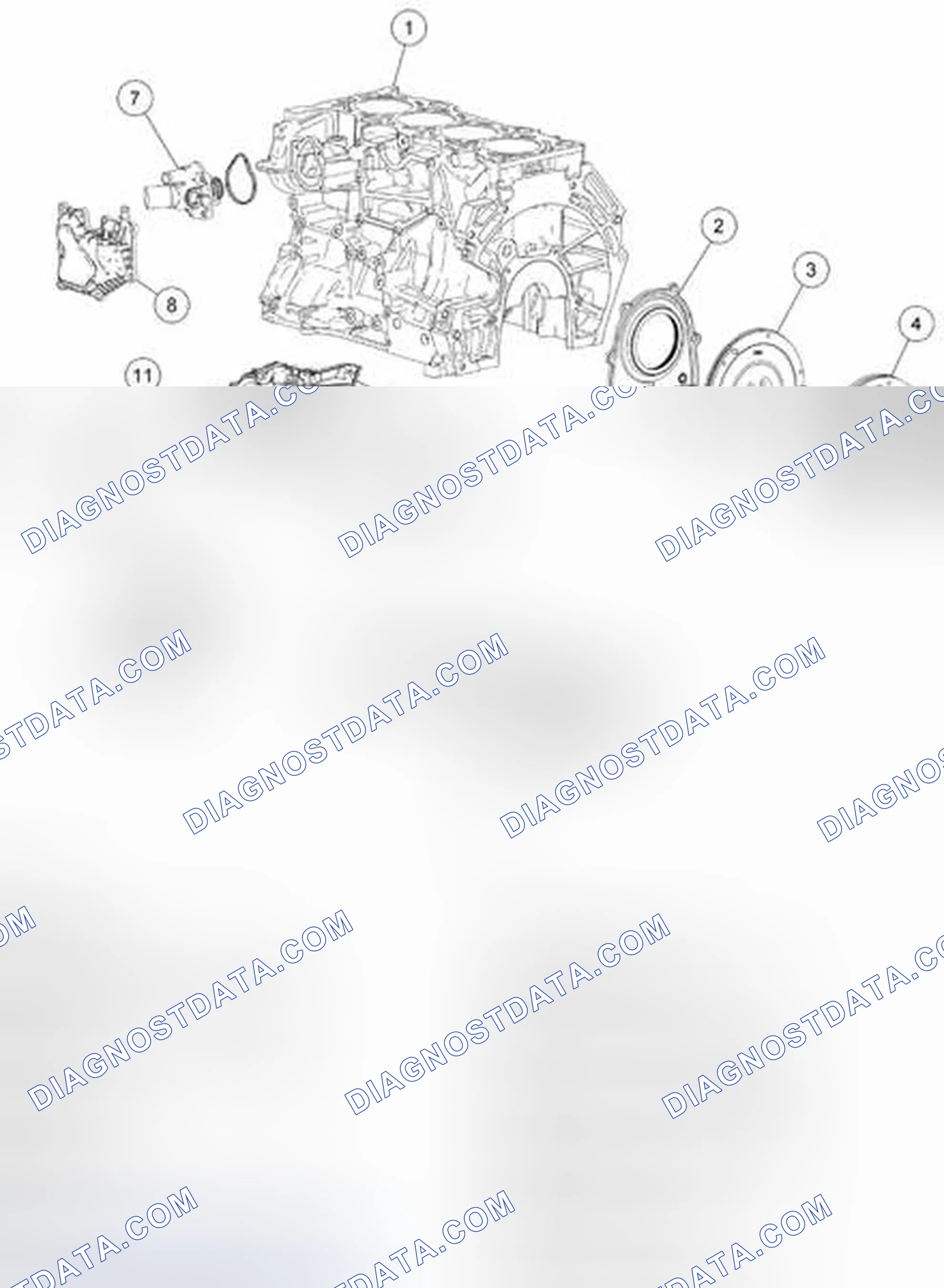 Scheme 863: LOWER ENGINE BLOCK - HYBRID EXPLODED VIEW