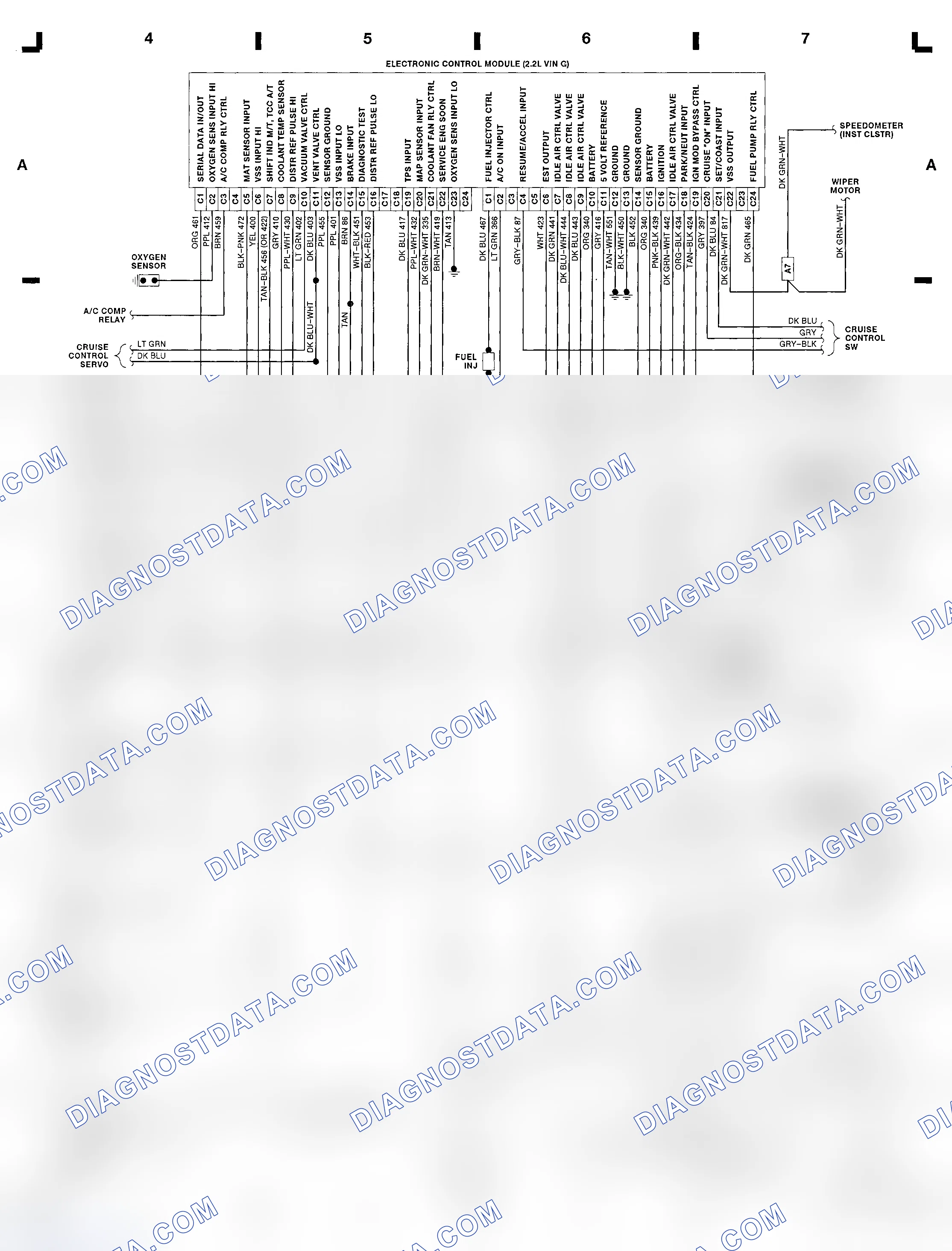 Scheme 2: 2.2L (VIN G) ECM Wiring Diagram (Beretta & Corsica)