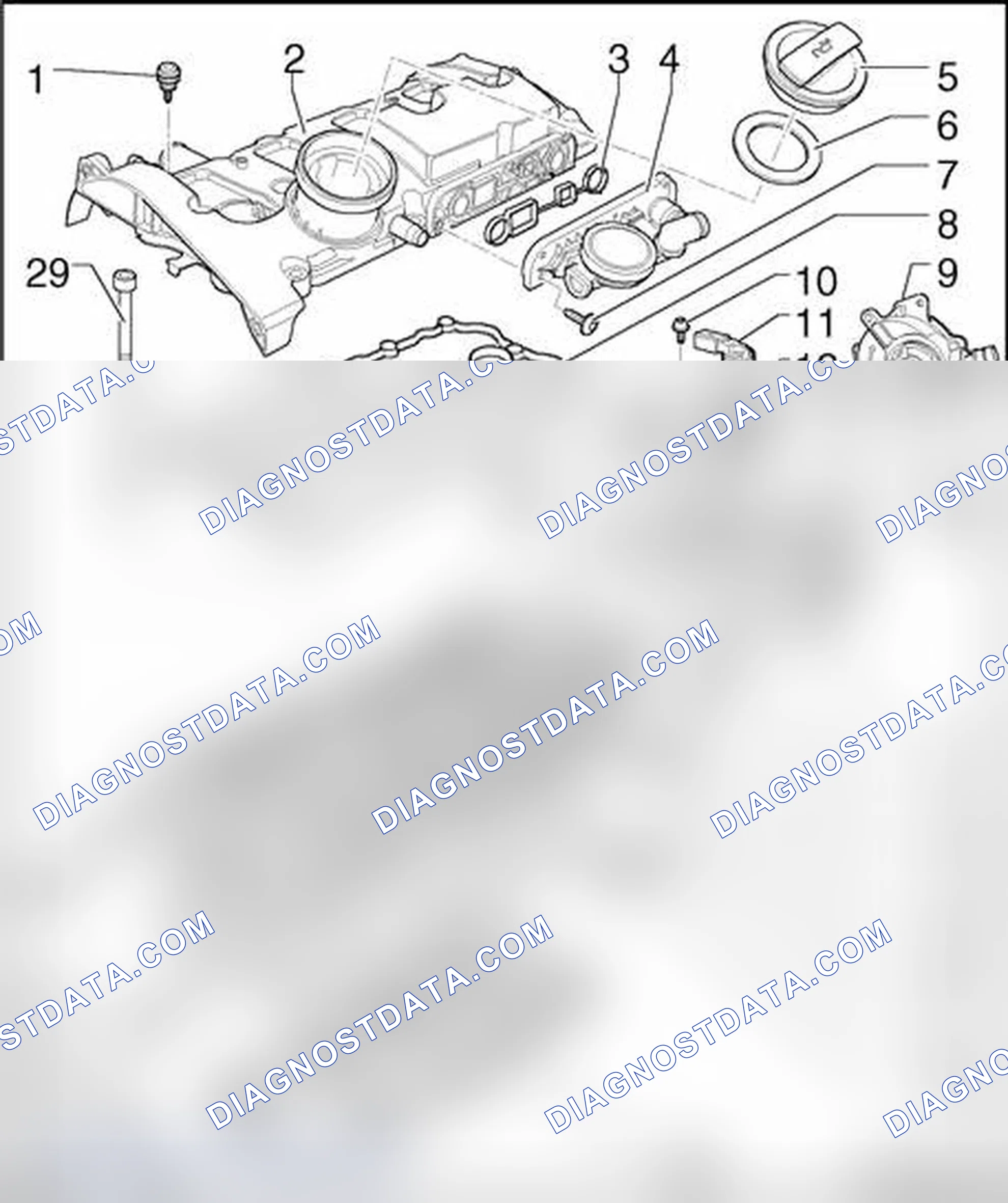 Scheme 523: Cylinder head, assembly overview
