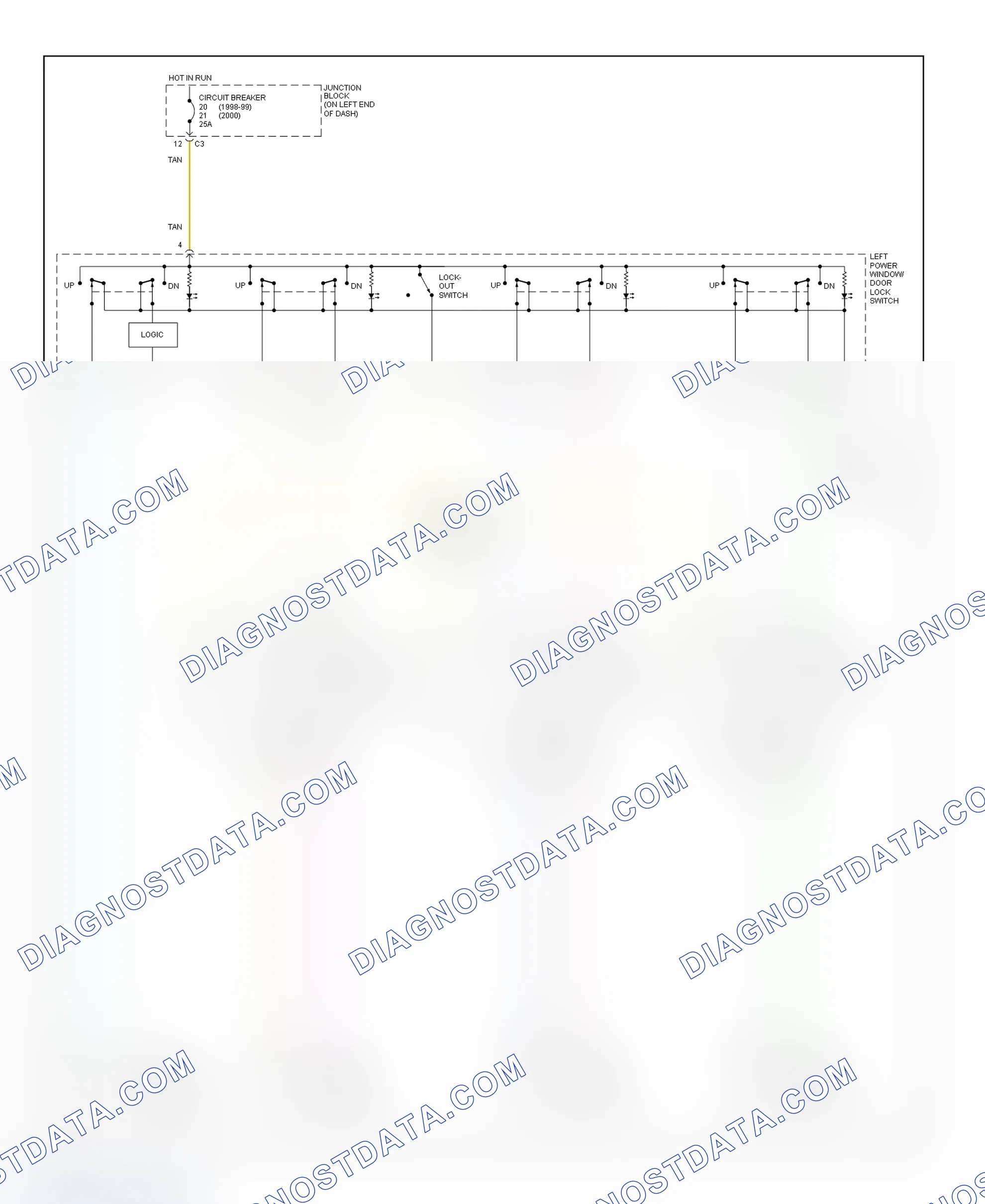 Scheme 4: Power Window System Wiring Diagram (Durango)
