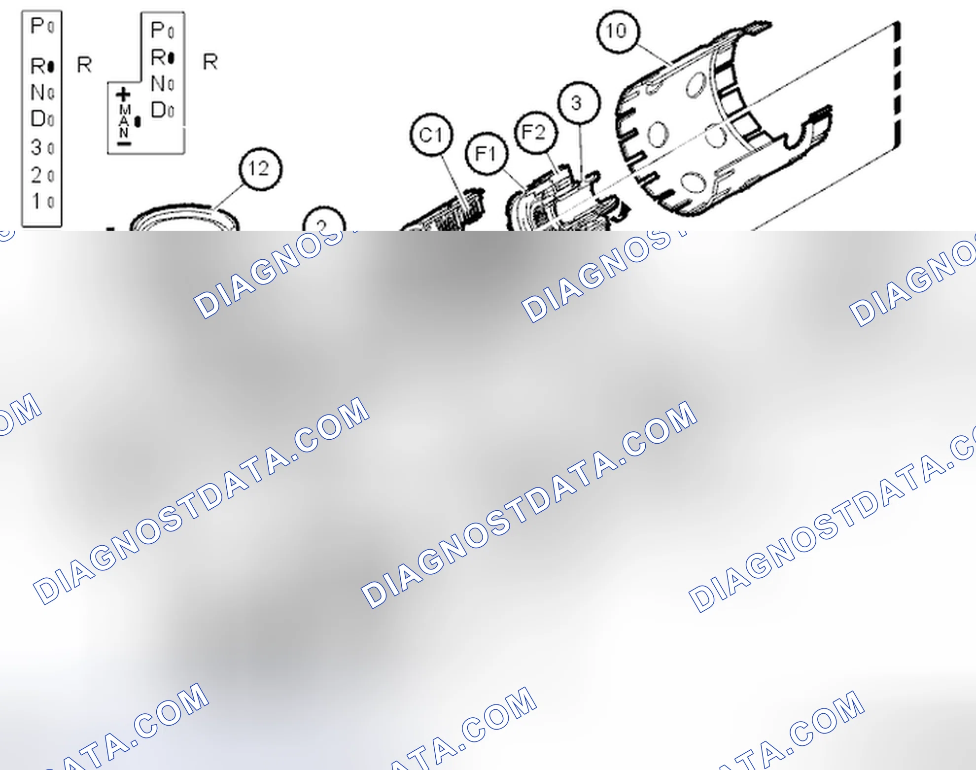 Scheme 1475: Gear shift position R - Reverse gear