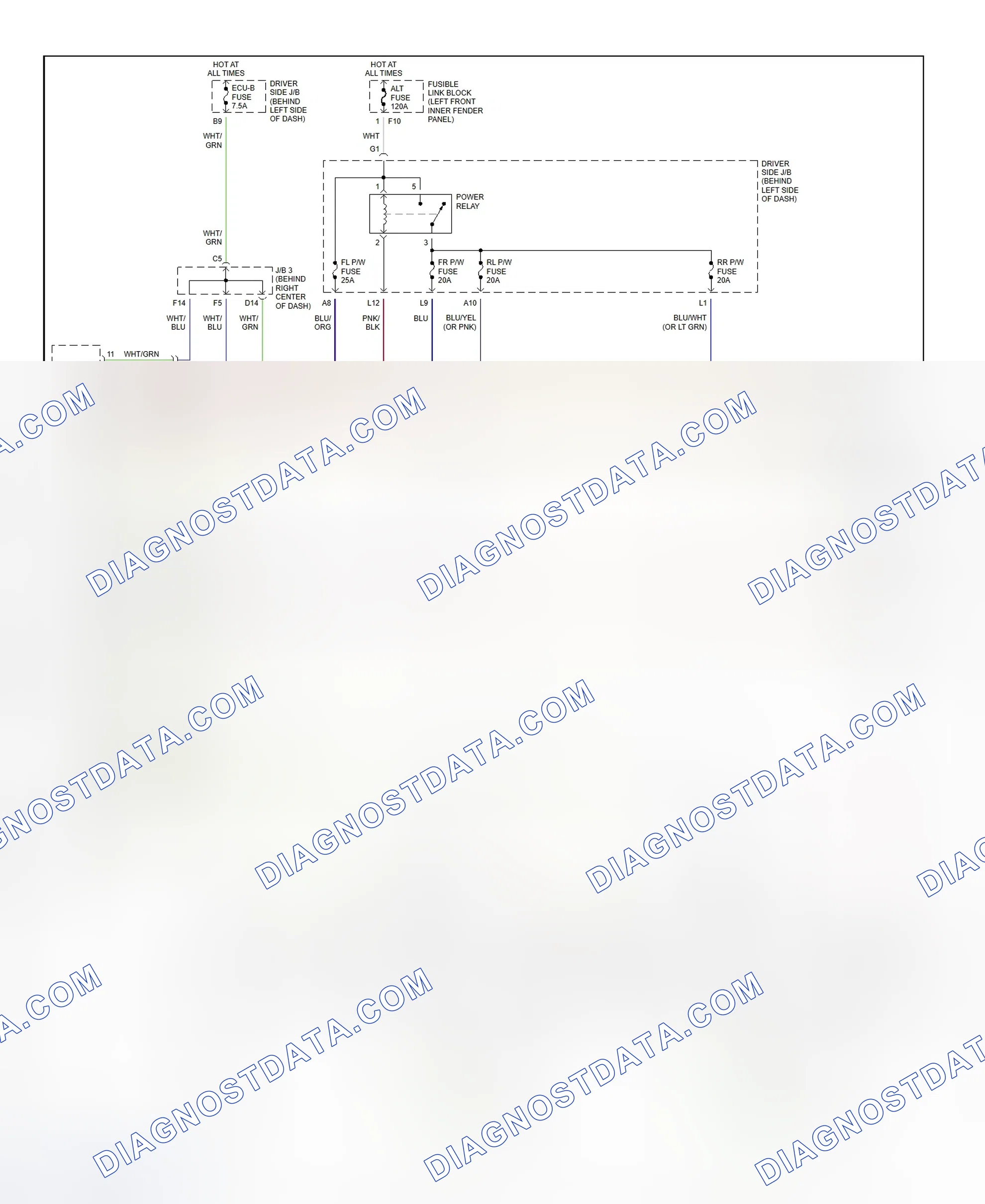 Scheme 7: Power Window System Wiring Diagram (Avalon)