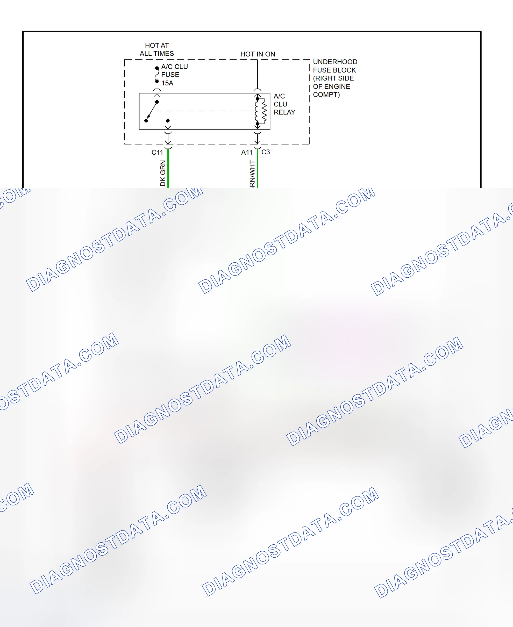 Scheme 5: A/C Compressor Clutch Control Circuit Wiring Diagram (2001 Aurora)