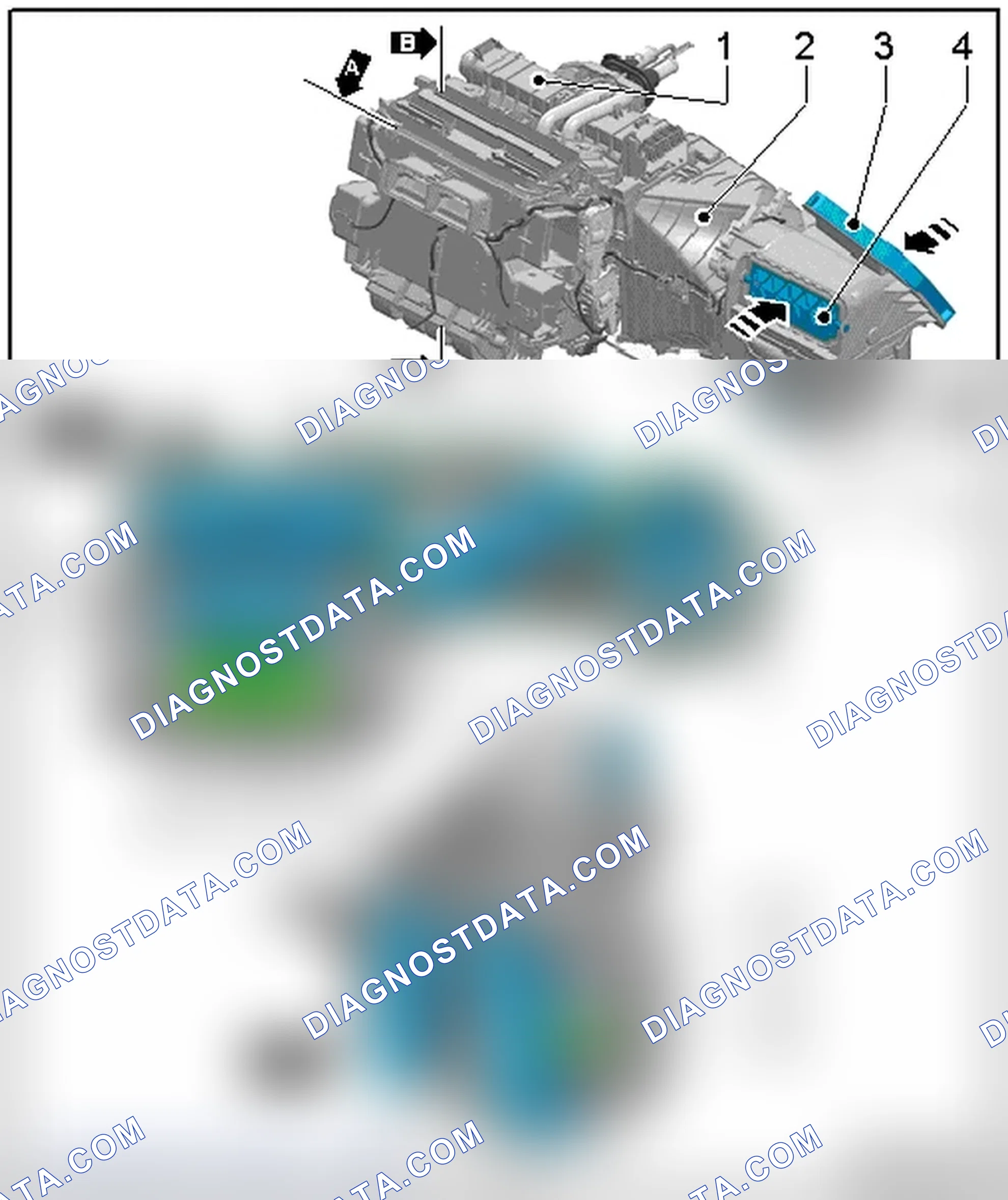 Scheme 330: AIR ROUTING IN AIR INTAKE HOUSING AND A/C UNIT OVERVIEW