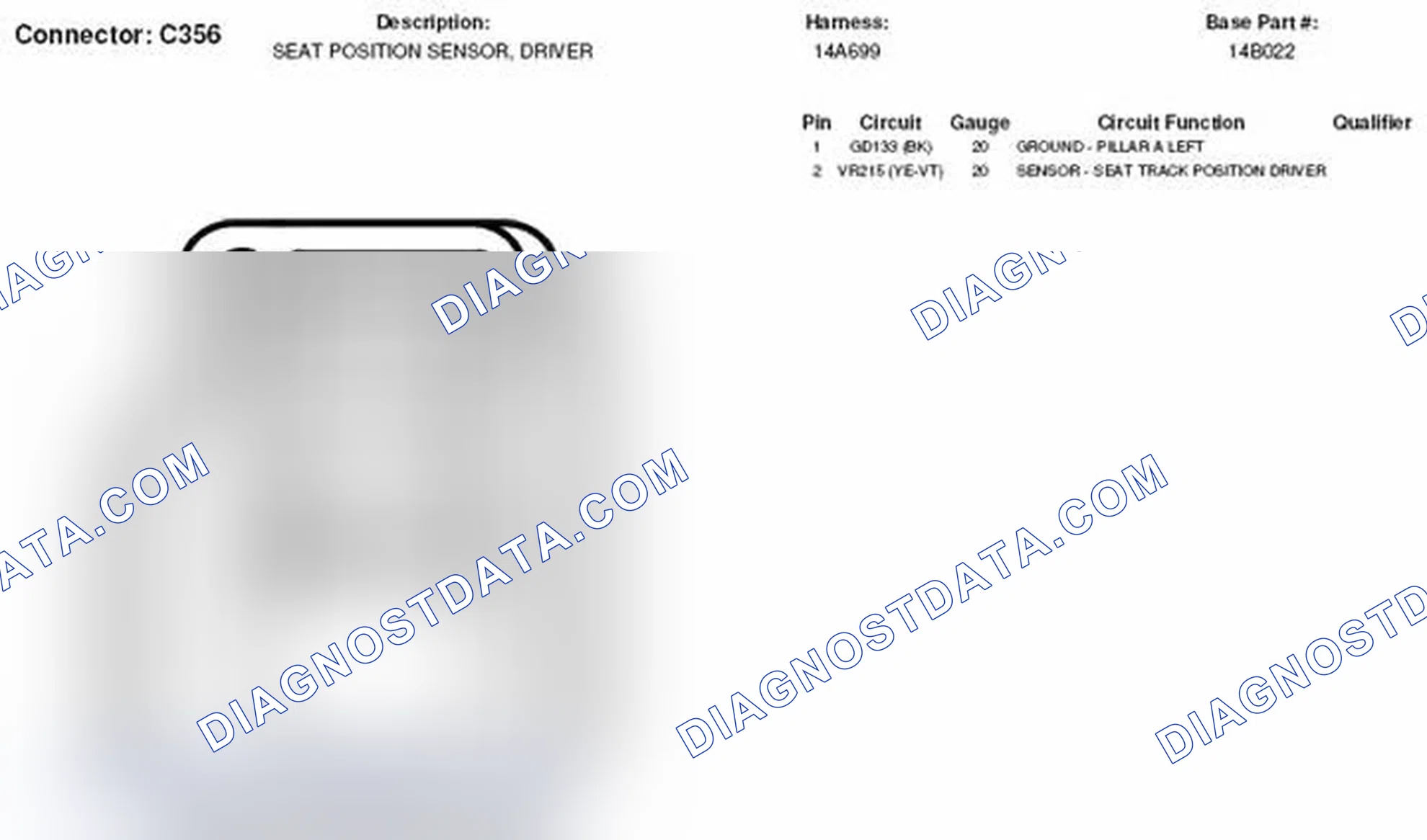 Scheme 110: Driver Seat Position Sensor Connector End View (C356)