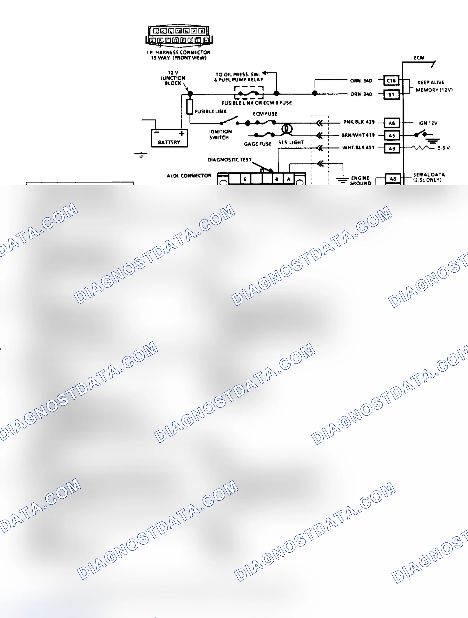Scheme 30: Chart A2, No ALDL Data or Won't Flash Code 12, "SES" Light On Steady
