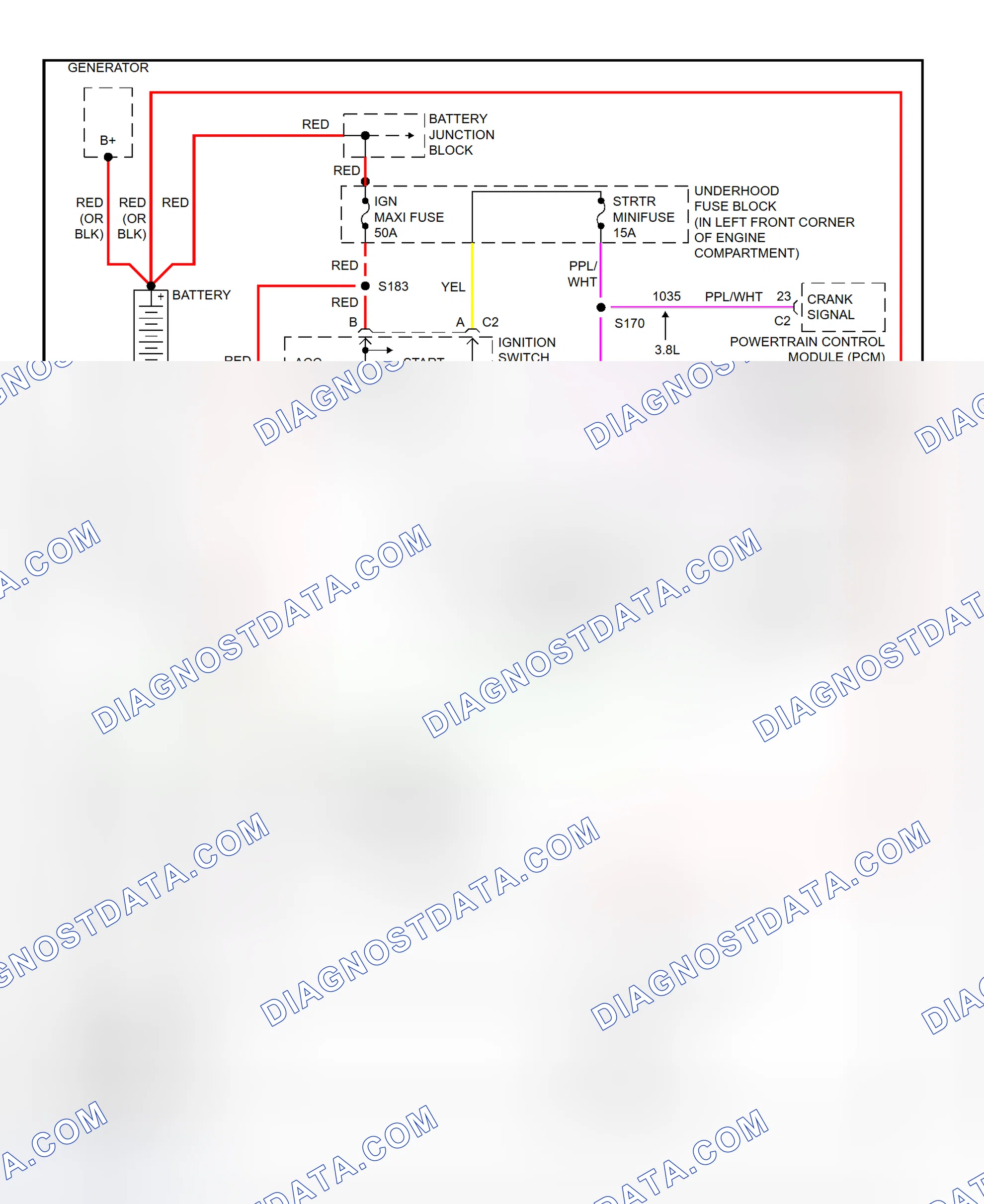 Fig. 4: Starting System Wiring Diagram (Camaro & Firebird)