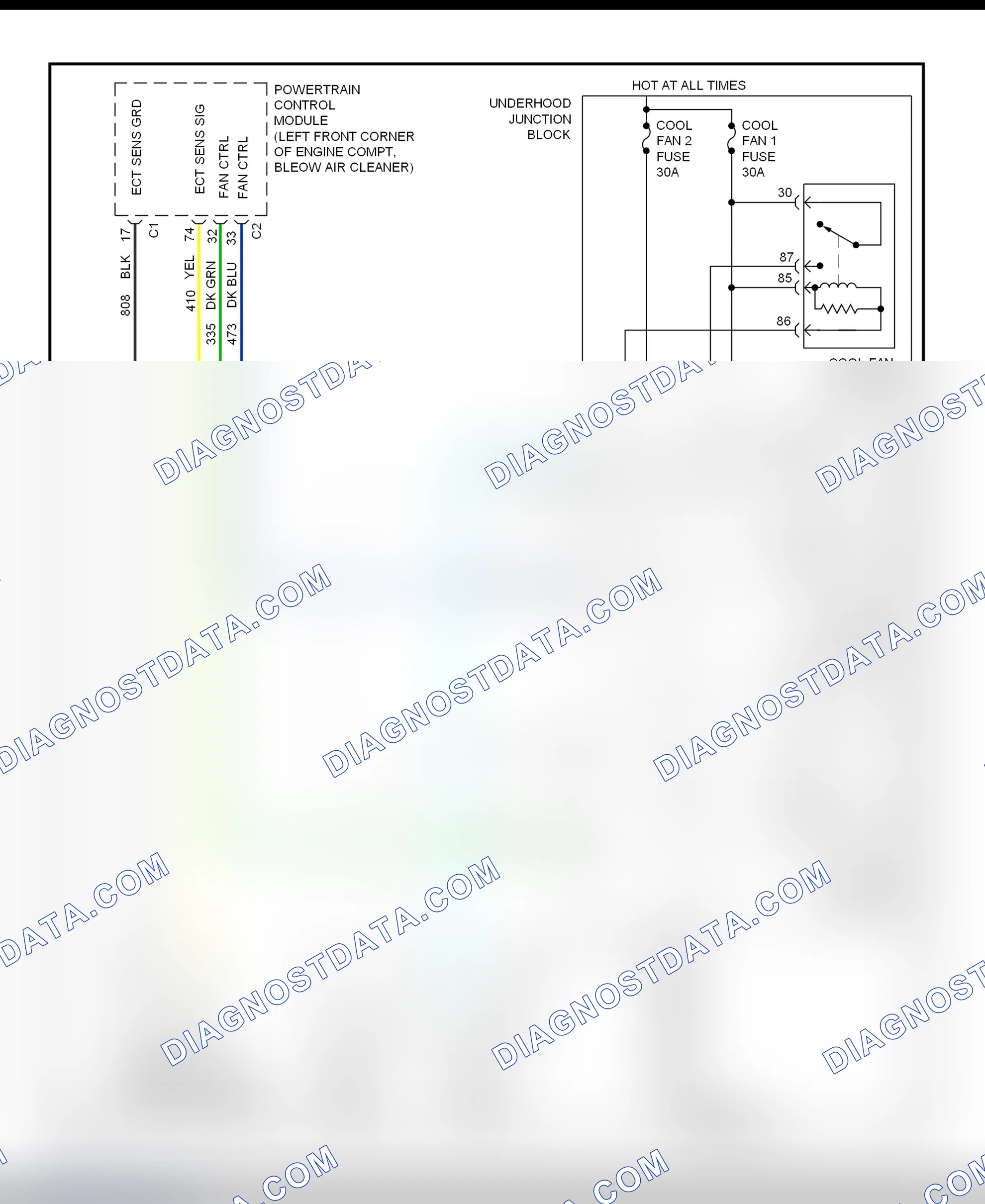 Scheme 23: Cooling Fan System Wiring Diagram (1998 Seville)