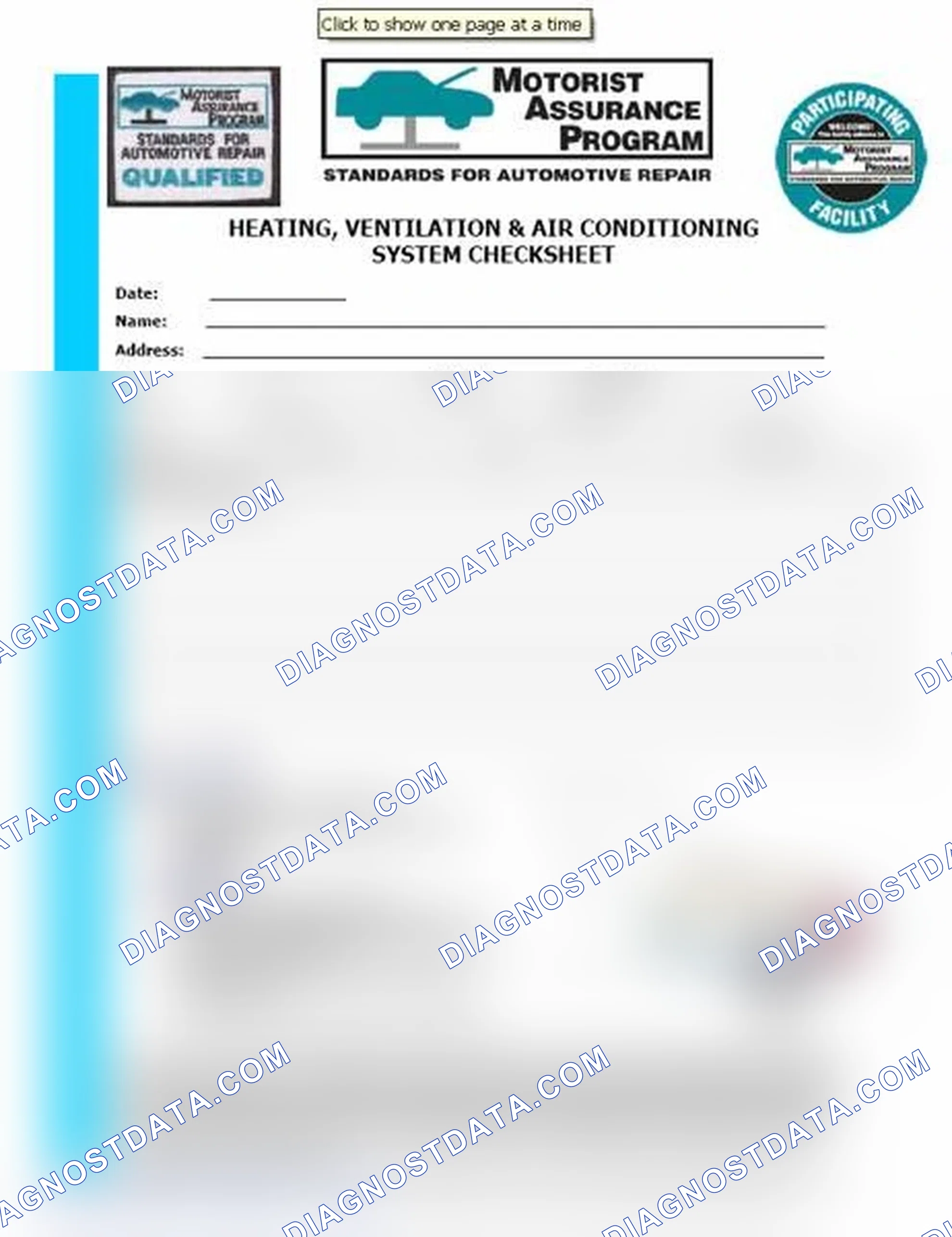 Scheme 15: Heating, Ventilation & Air Conditioning System Checksheet (1 Of 2)