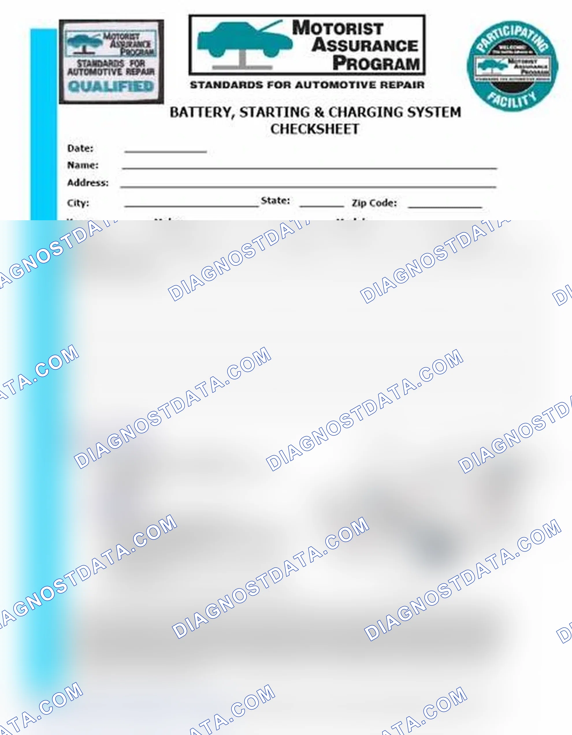 Scheme 3: Battery, Starting & Charging System Checksheet (1 Of 2)
