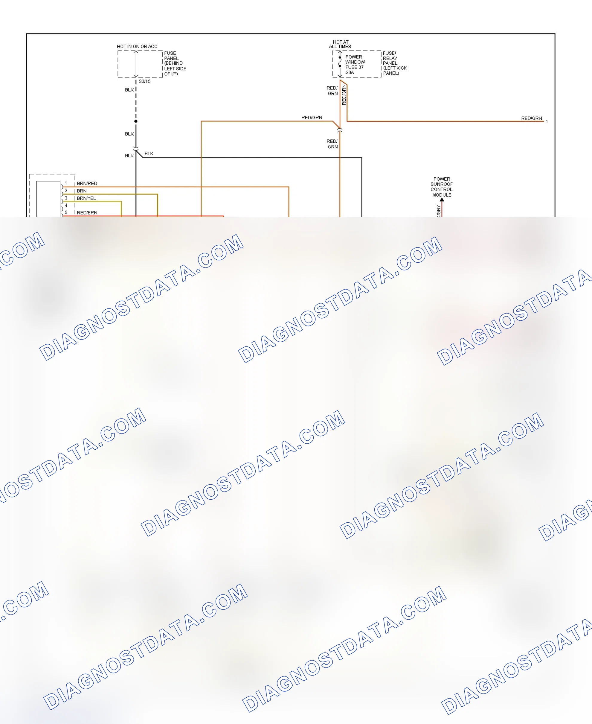 Scheme 4: Power Window System Wiring Diagram (1 Of 2)