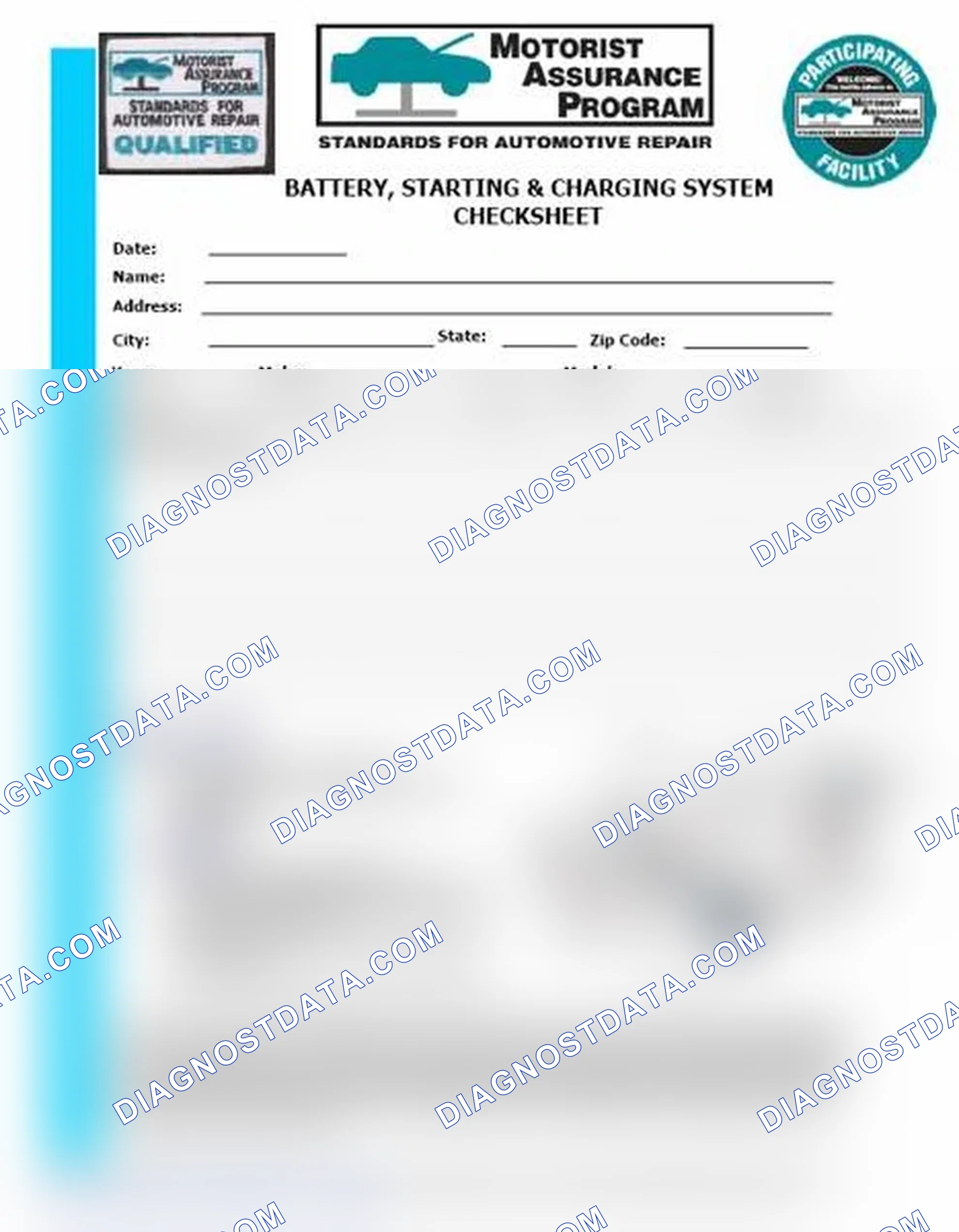 Scheme 3: Battery, Starting & Charging System Checksheet (1 Of 2)