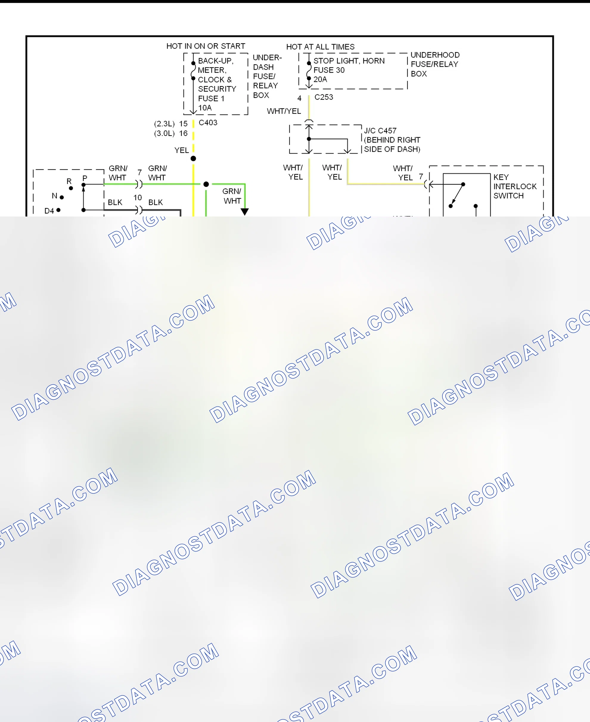 Scheme 124: Shift & Key Interlock System Wiring Schematic (Acura 2.3CL & 3.0CL)