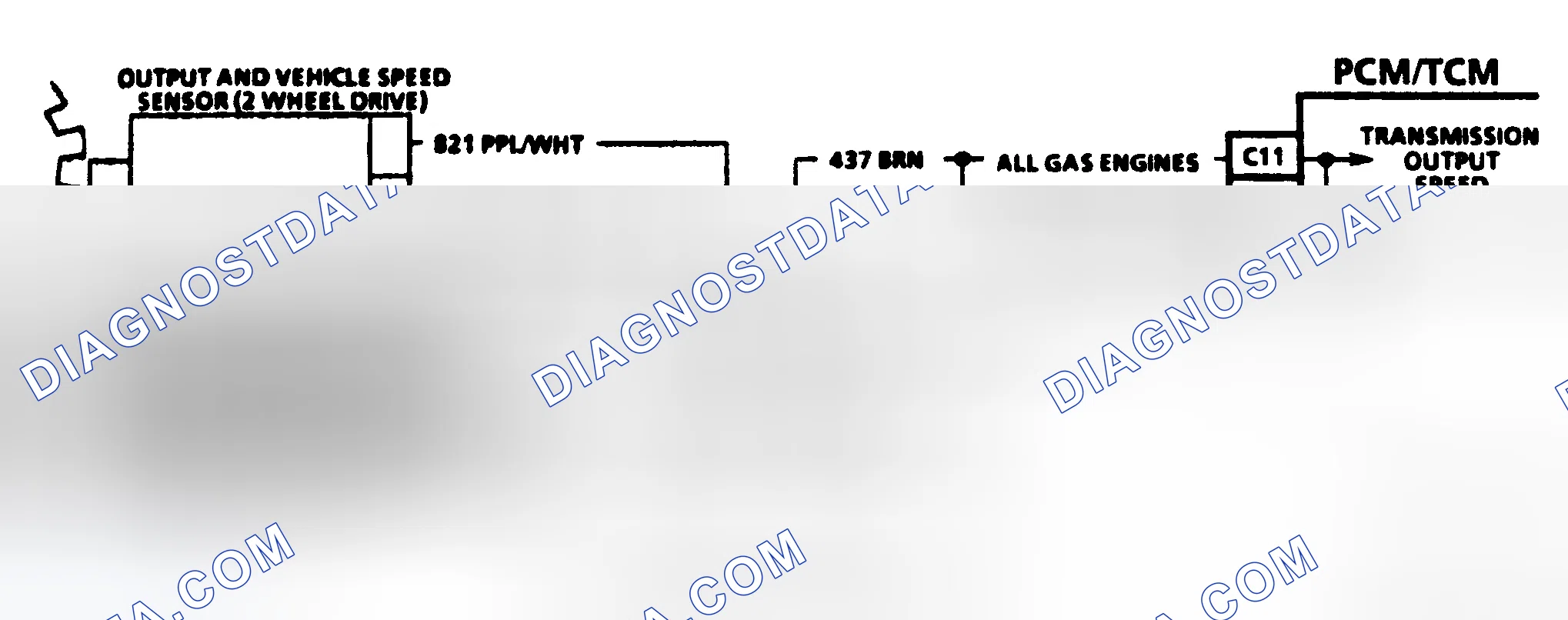Scheme 489: OUTPUT SPEED SENSOR CIRCUIT (1991 2WD - EXCEPT "C" & "K" SERIES)