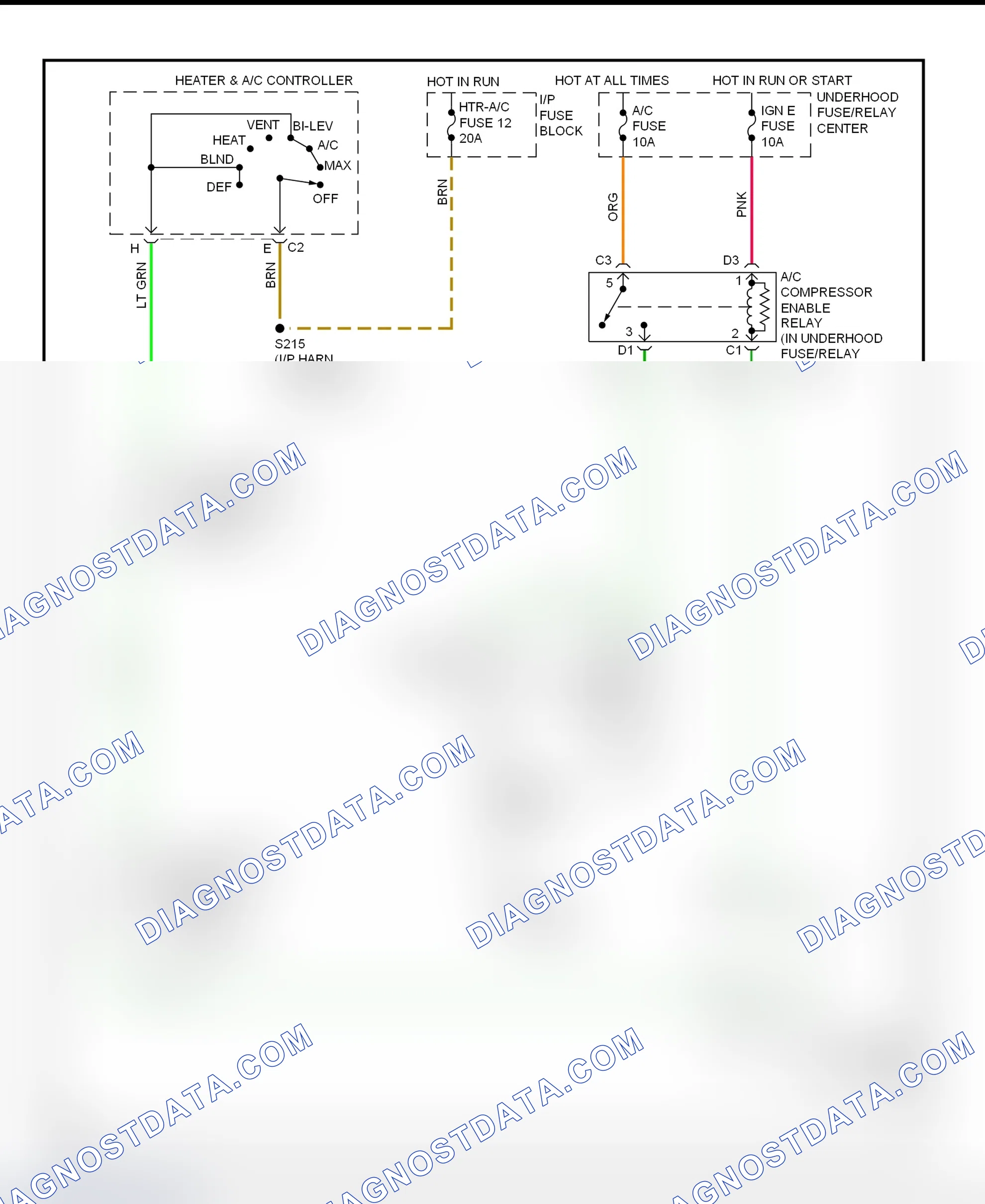 Scheme 57: A/C Compressor Clutch Control Circuit Wiring Diagram (2000 Express & Savana - Diesel Engine)