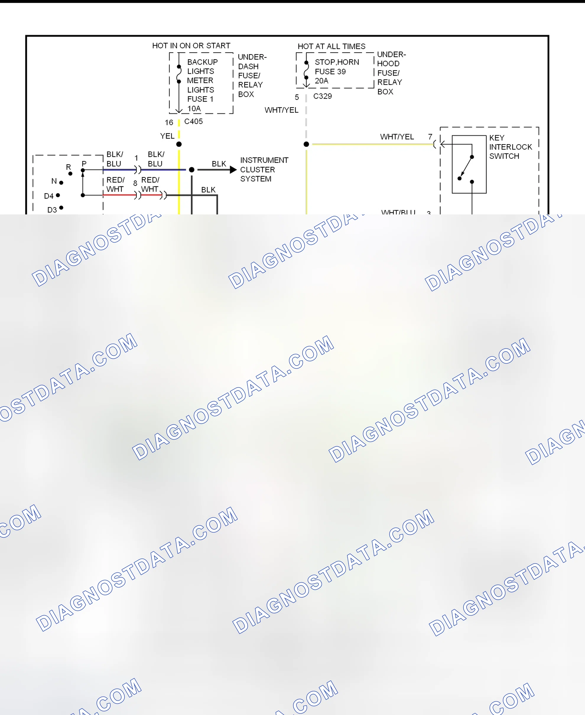 Scheme 52: Shift & Key Interlock System Wiring Schematic (1997-98 Acura 3.2TL)