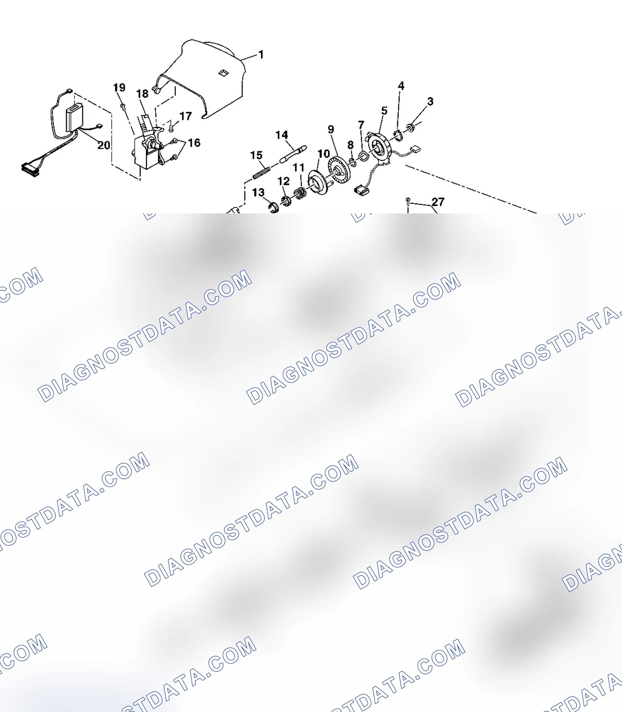 Scheme 2: Steering Column Disassembled View (Floor Shift Lean Shaft)