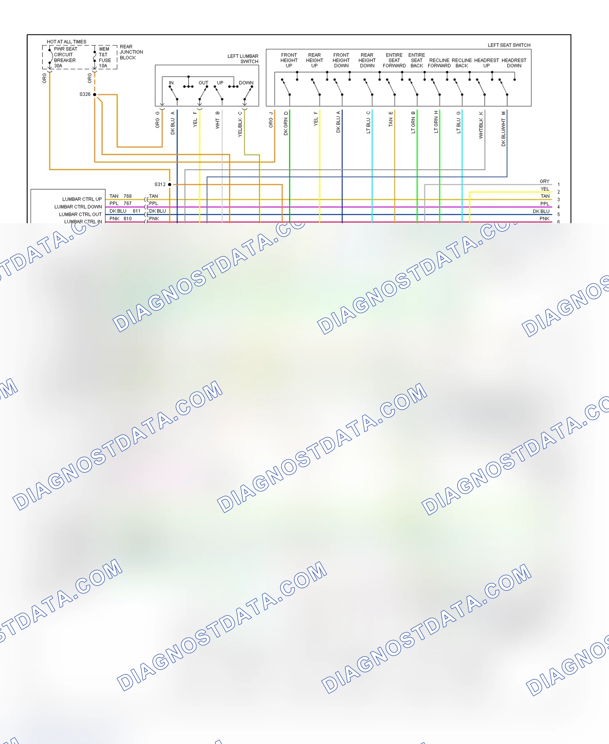 Scheme 14: Memory System Wiring Diagram (Seville W/Power Lumbar & Massage Memory Seat 1 Of 2)