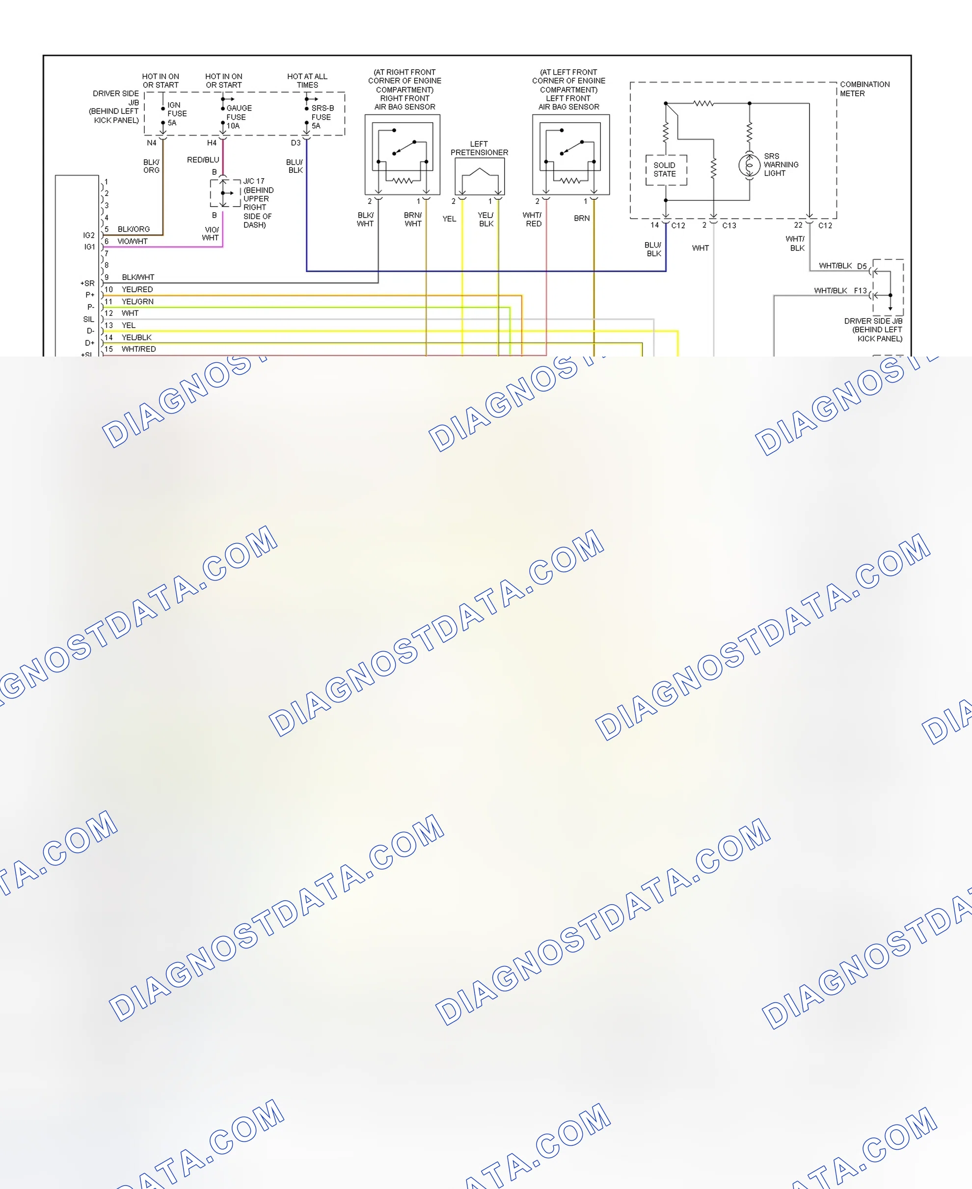 Scheme 1: Air Bag System Wiring Diagram (GS300 & GS430)