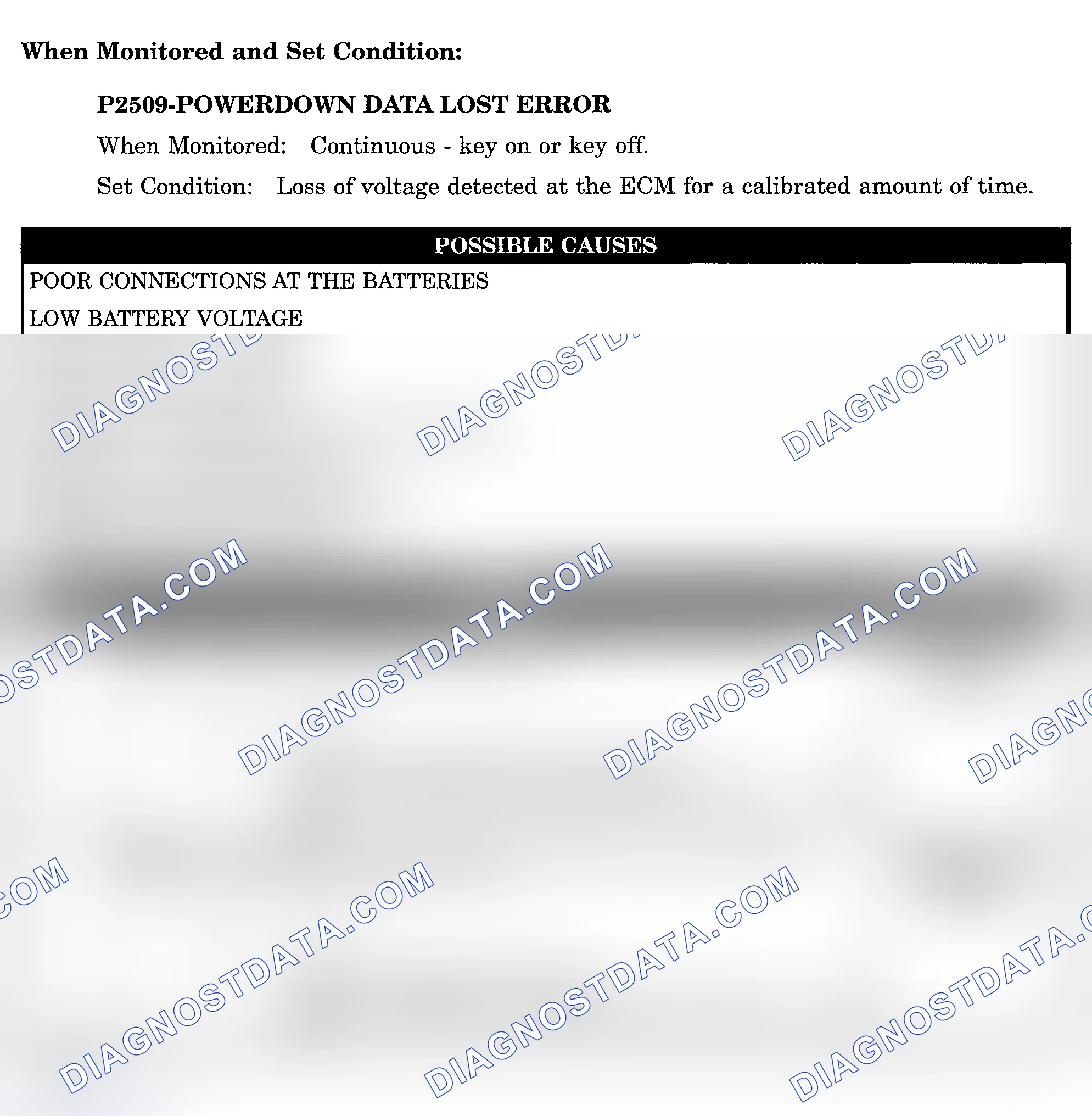 Scheme 993: DTC P2509: POWERDOWN DATA LOST ERROR