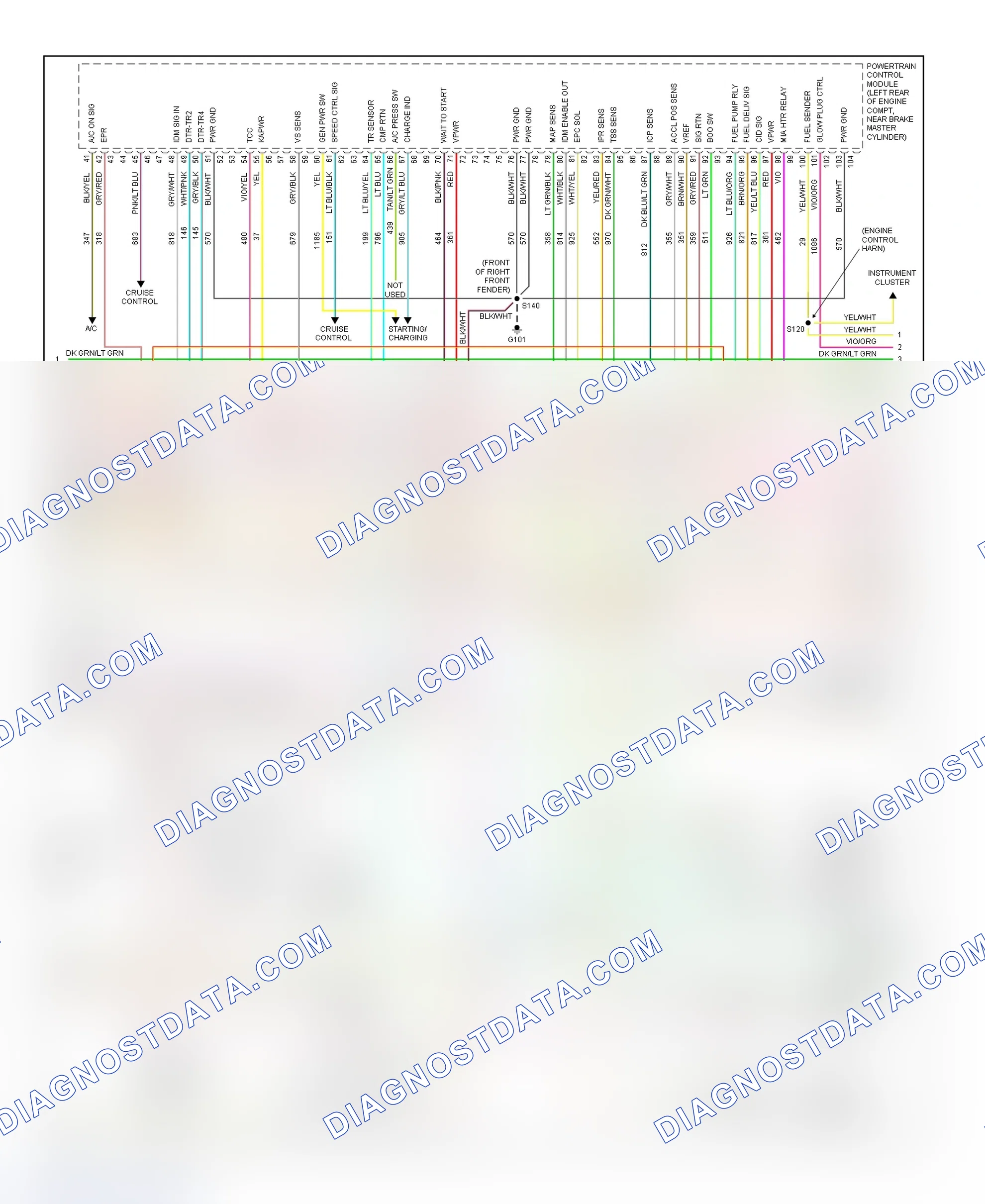 Scheme 49: PCM Wiring Diagram (Econoline - E350 & E450 Super Duty - 7.3L Turbo Diesel - Except California - 2 Of 3)
