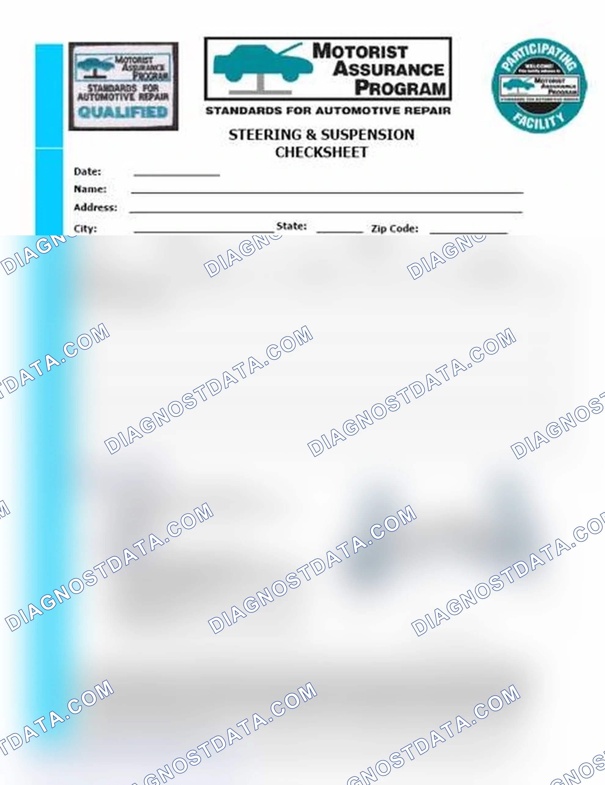Scheme 11: Steering & Suspension Checksheet (1 Of 2)