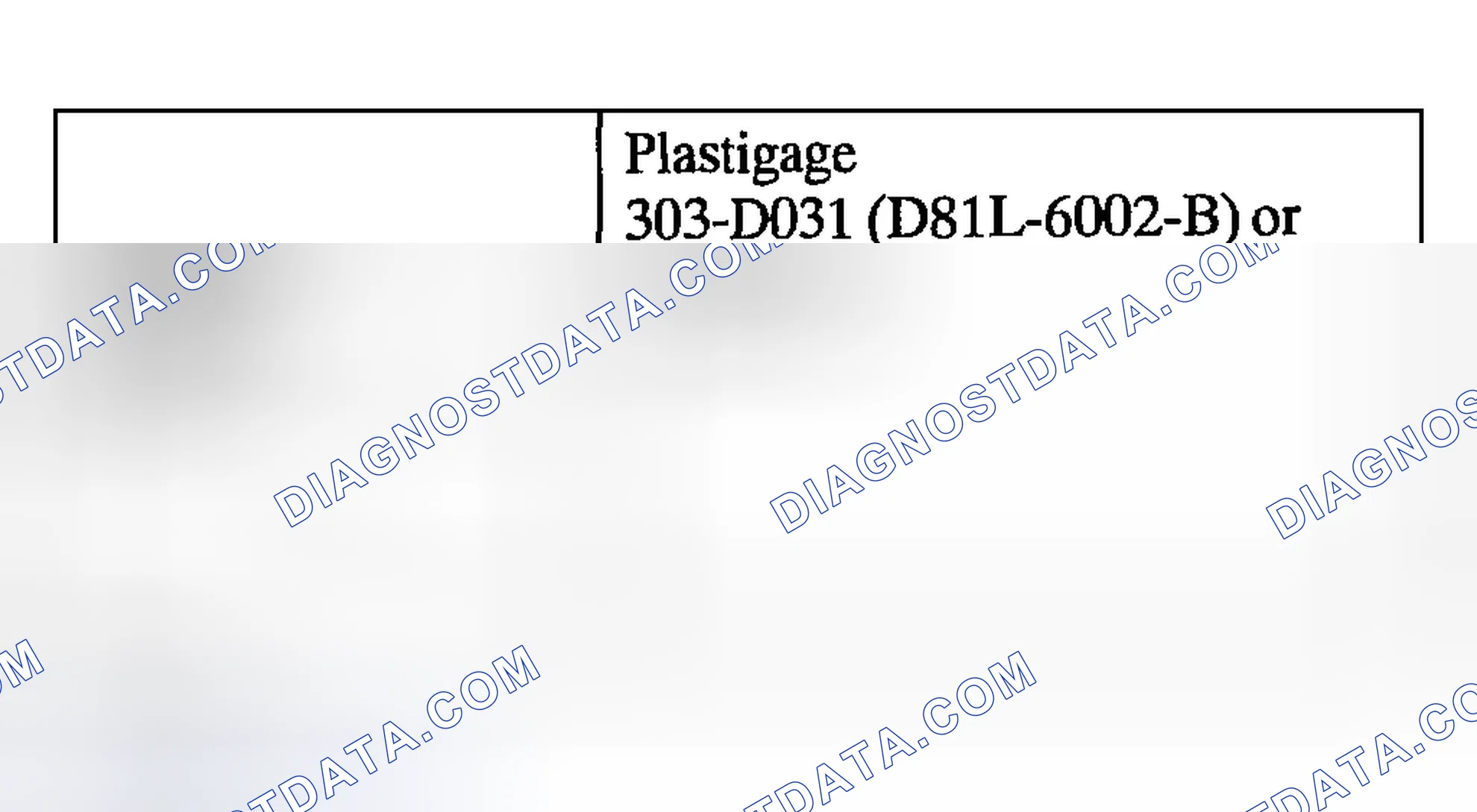 Scheme 919: Camshaft Journal - Clearance, Plastigage Method