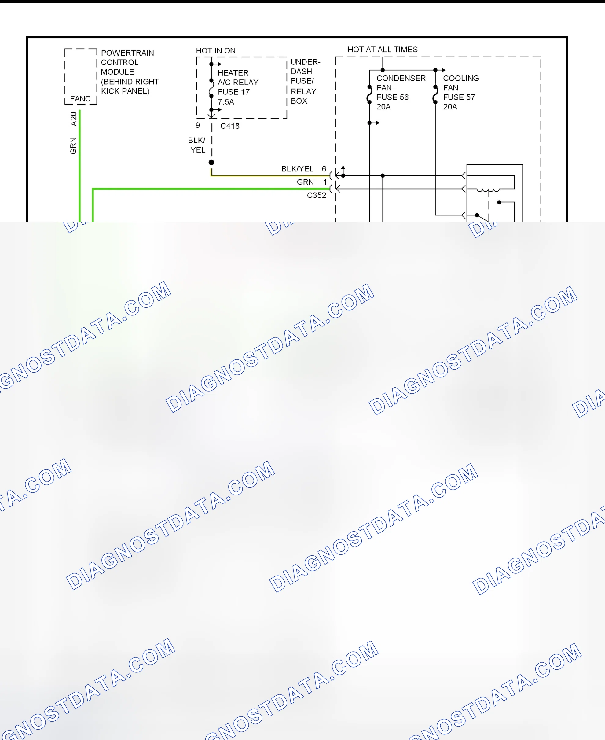 Scheme 14: Electric Cooling Fan System Wiring Diagram (1998 CR-V)