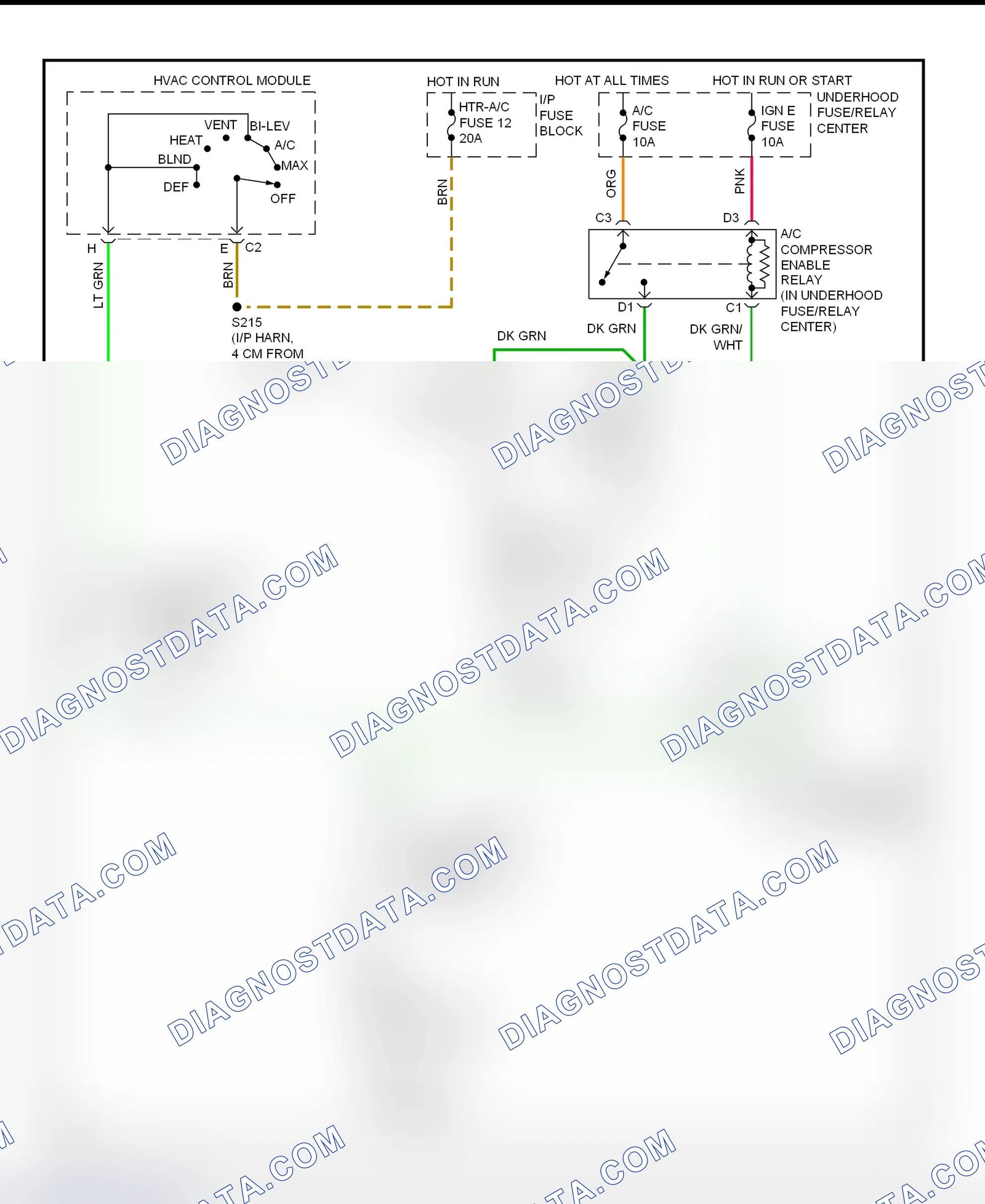 Scheme 16: A/C Compressor Clutch Control Circuit Wiring Diagram ("G" 1500/3500, Express & Savana - Except Diesel Engine)