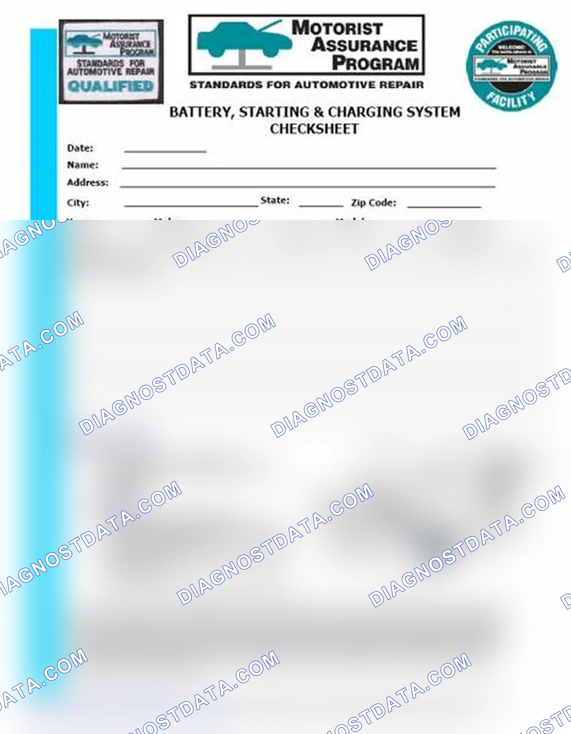 Scheme 3: Battery, Starting & Charging System Checksheet (1 Of 2)