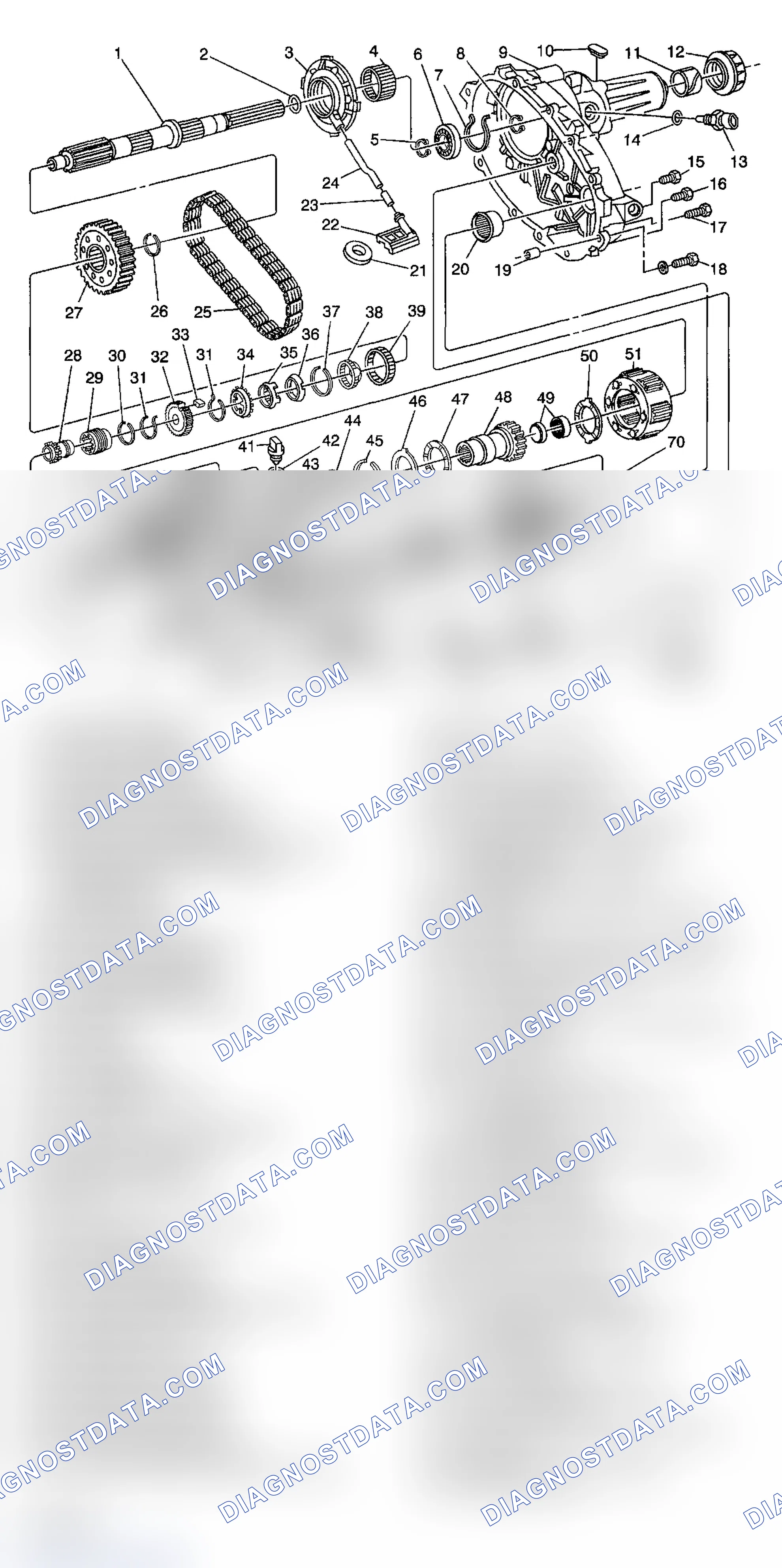 Scheme 544: Transfer Case Disassembled View