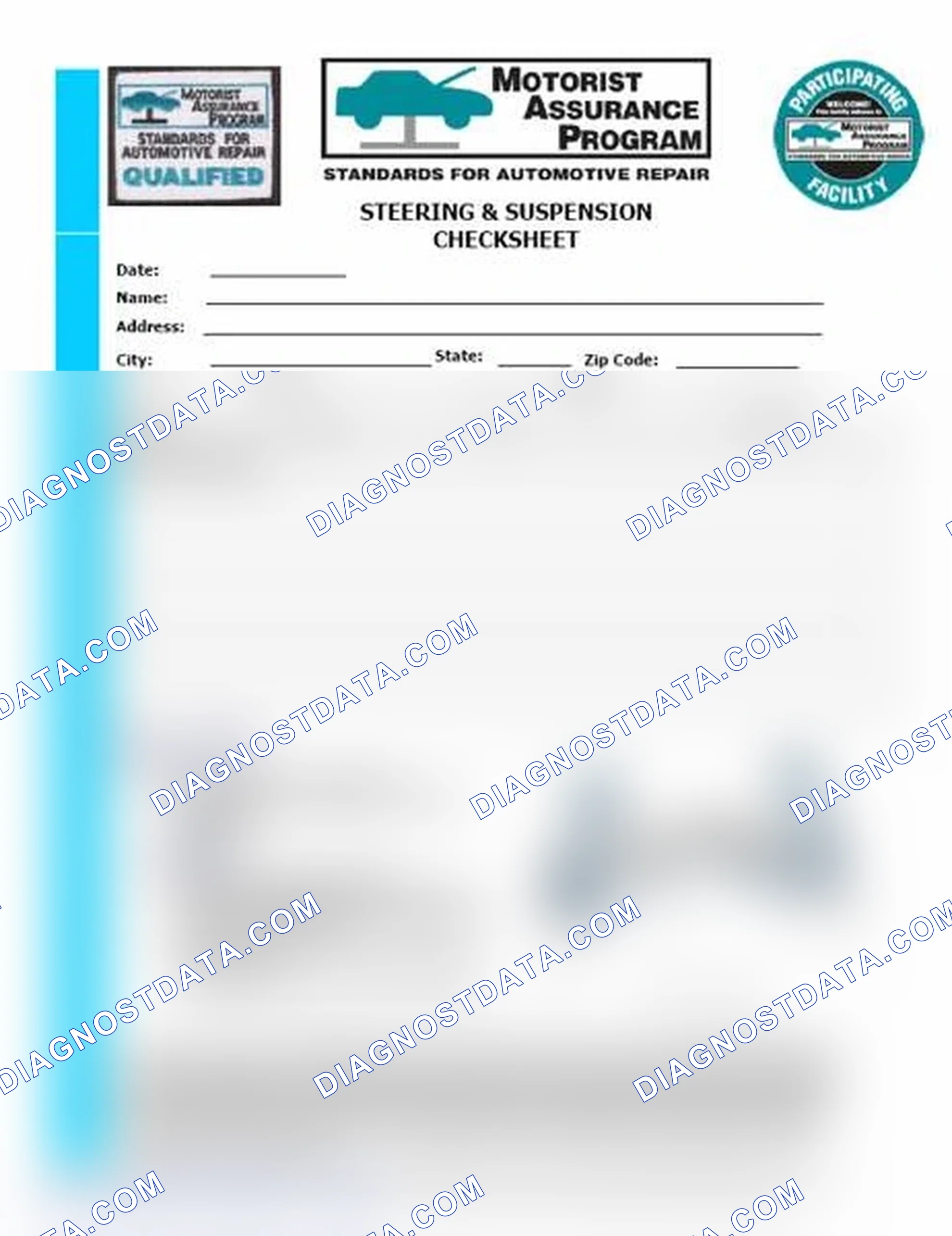 Scheme 11: Steering & Suspension Checksheet (1 Of 2)