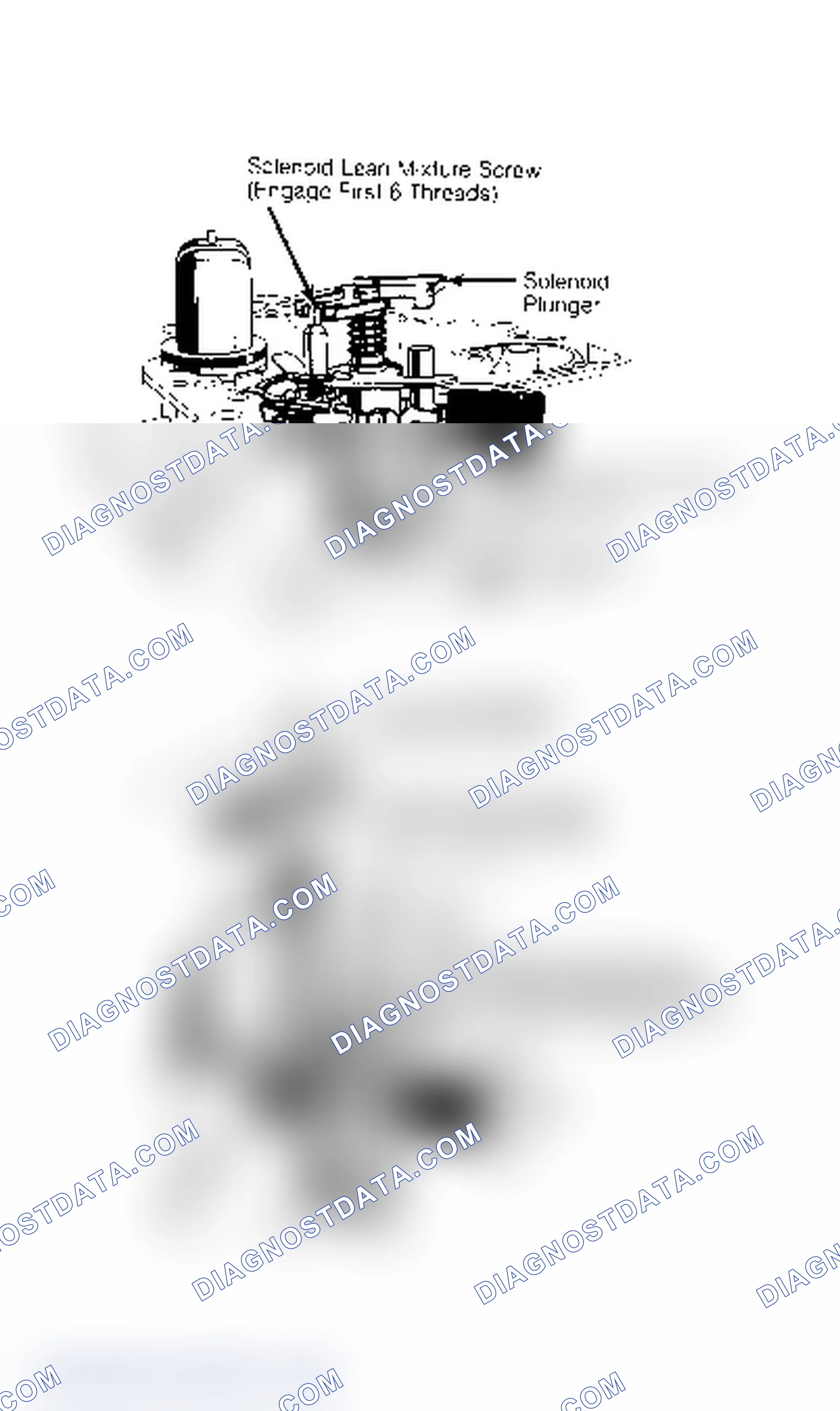 Scheme 6: Solenoid Lean Mixture Screw Bench Adjustment Lean mixture screw should be installed with first 6 threads engaged in float bowl.