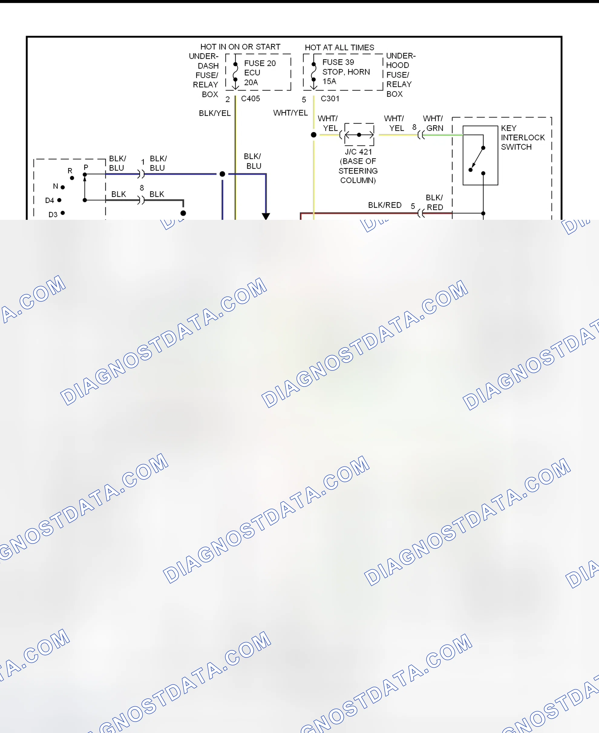 Scheme 53: Shift & Key Interlock System Wiring Schematic (1997 Acura 3.5RL)