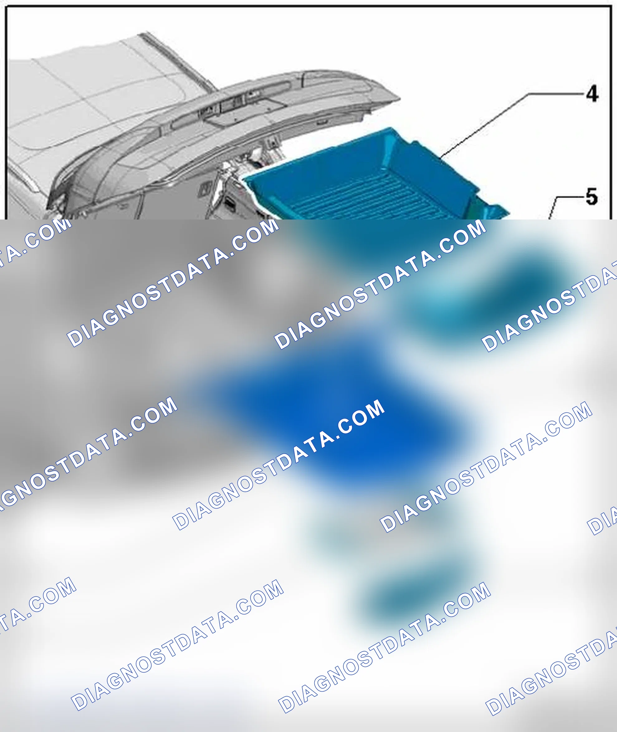 Scheme 21: LUGGAGE COMPARTMENT TRIM PANEL AND BATTERY RECESS COVER OVERVIEW