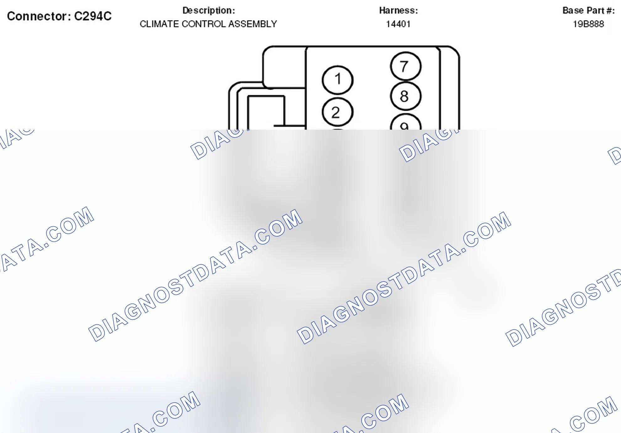 Scheme 121: Climate Control Assembly Connector End View (C294C)