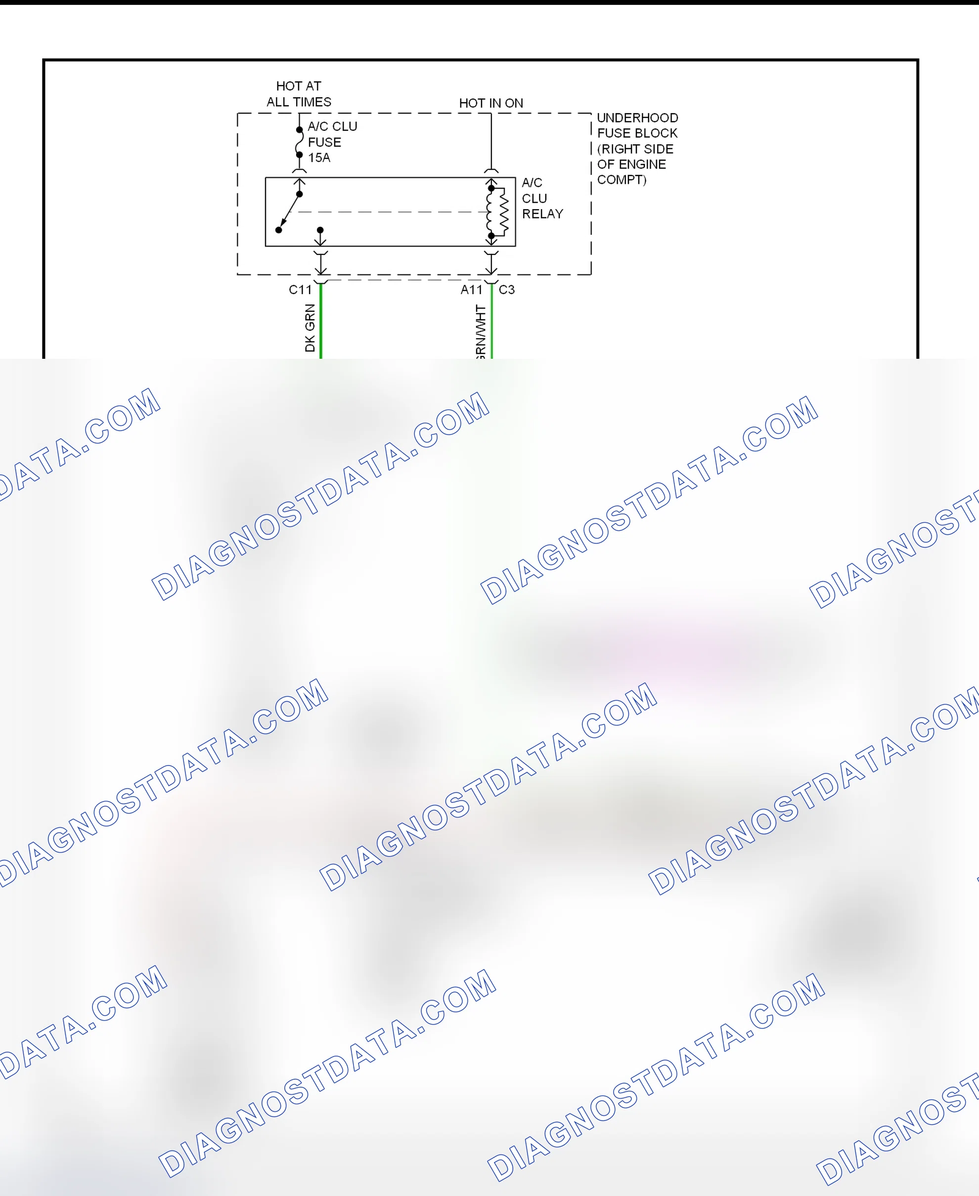 Scheme 5: A/C Compressor Clutch Control Circuit Wiring Diagram (2001 Aurora)