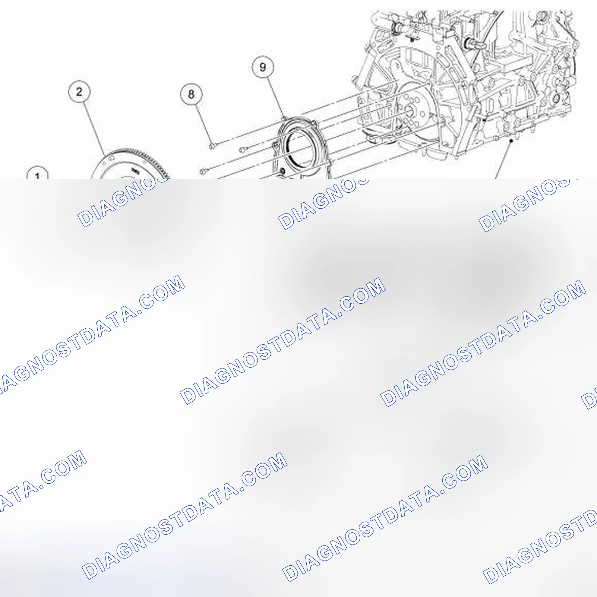 Scheme 10: Lower End Components - Exploded View, Flexplate, Flywheel and Crankshaft Rear Seal
