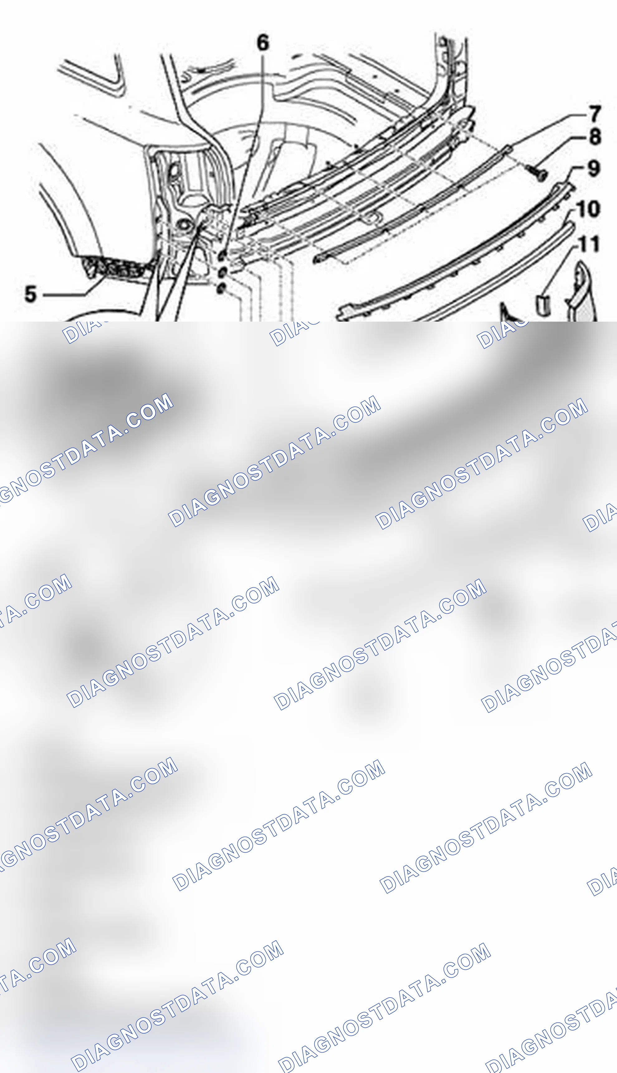 Scheme 7: Bumper cover (sedan), assembly overview