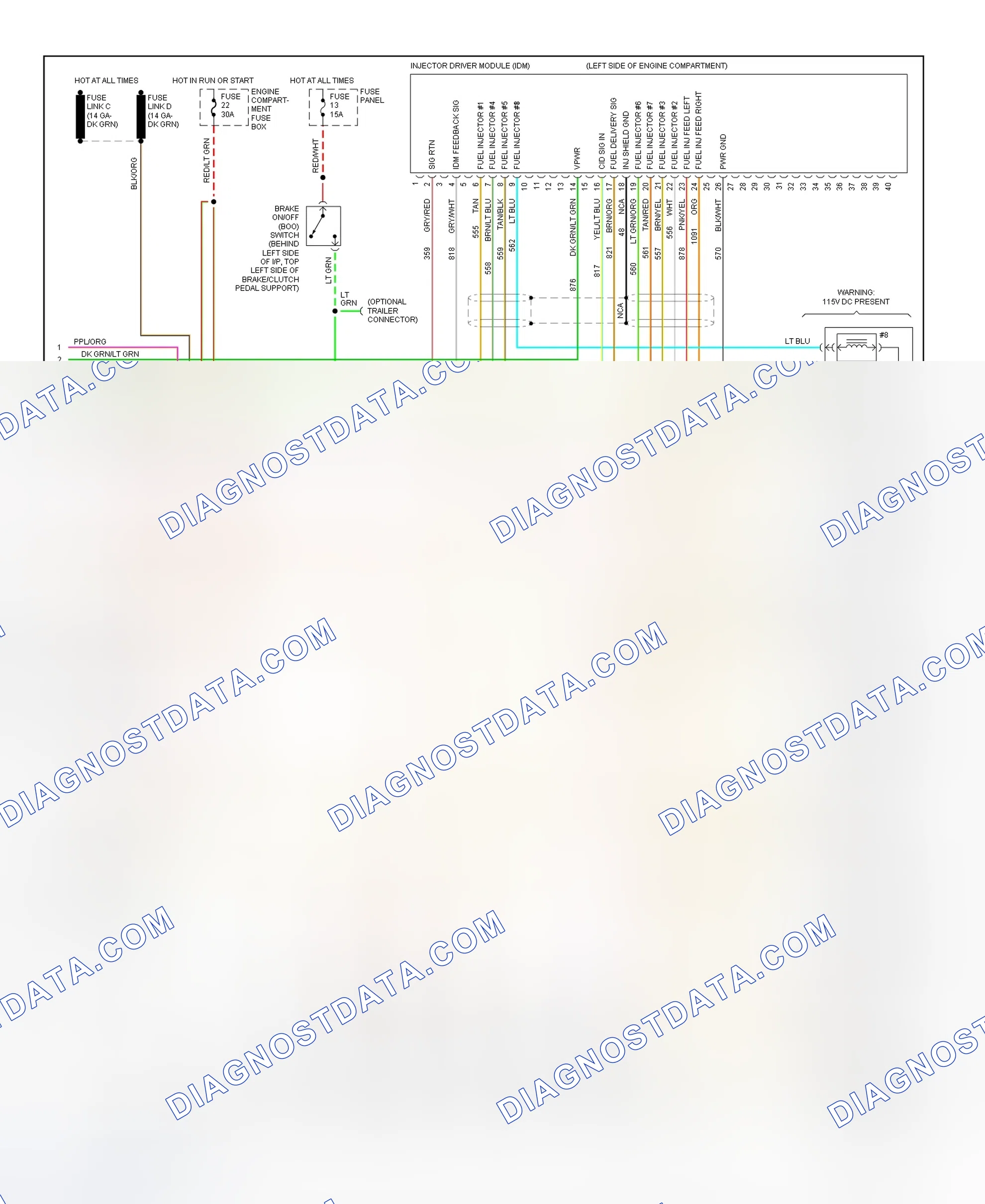 Scheme 342: 1996 Pickup 7.3L Turbo Diesel PCM Wiring Diagram (3 Of 3)