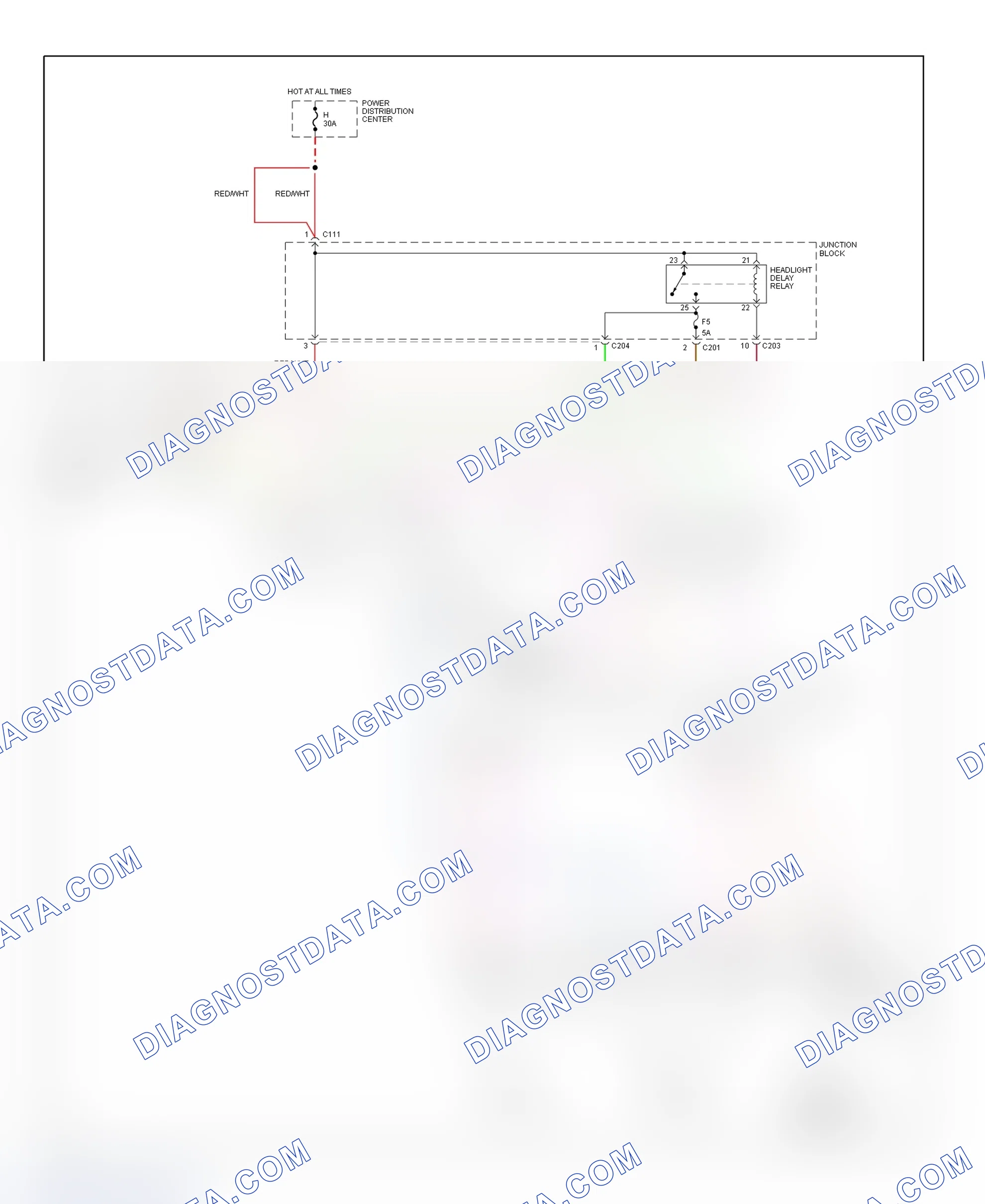Scheme 2: Headlight System Wiring Diagram (LHS & New Yorker)