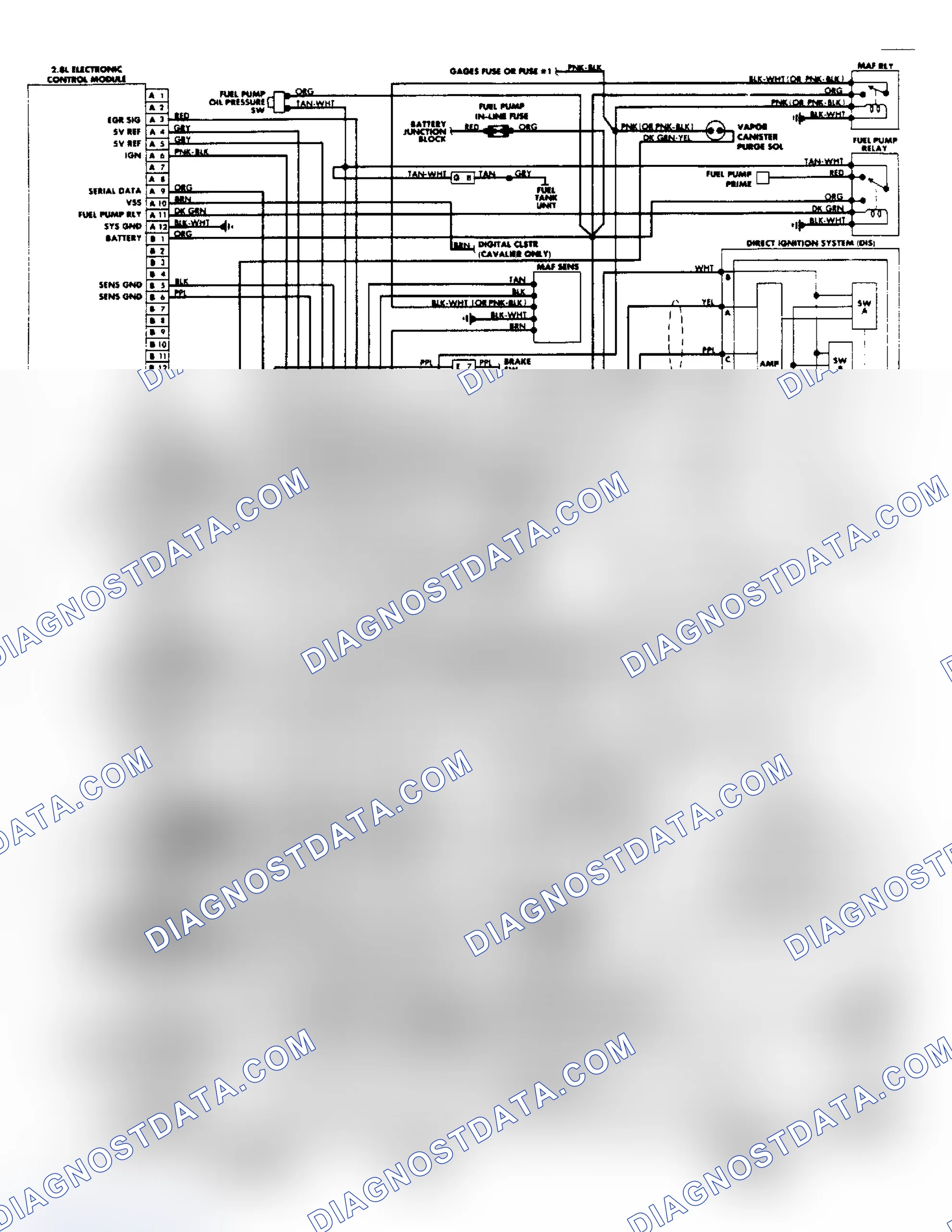 Scheme 16: Wiring Diagram: Cavalier & Firenza 2.8L PFI System