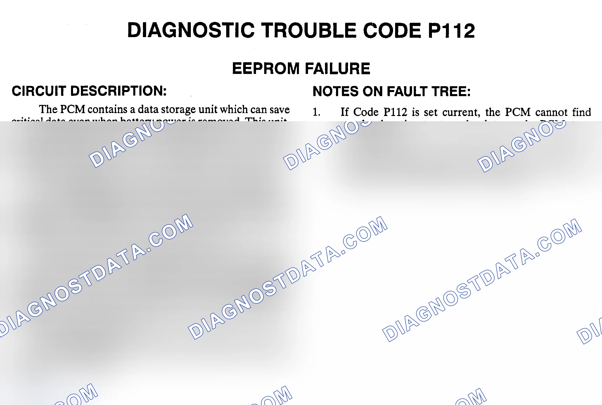Scheme 194: PCM CODE P112 - EEPROM FAILURE
