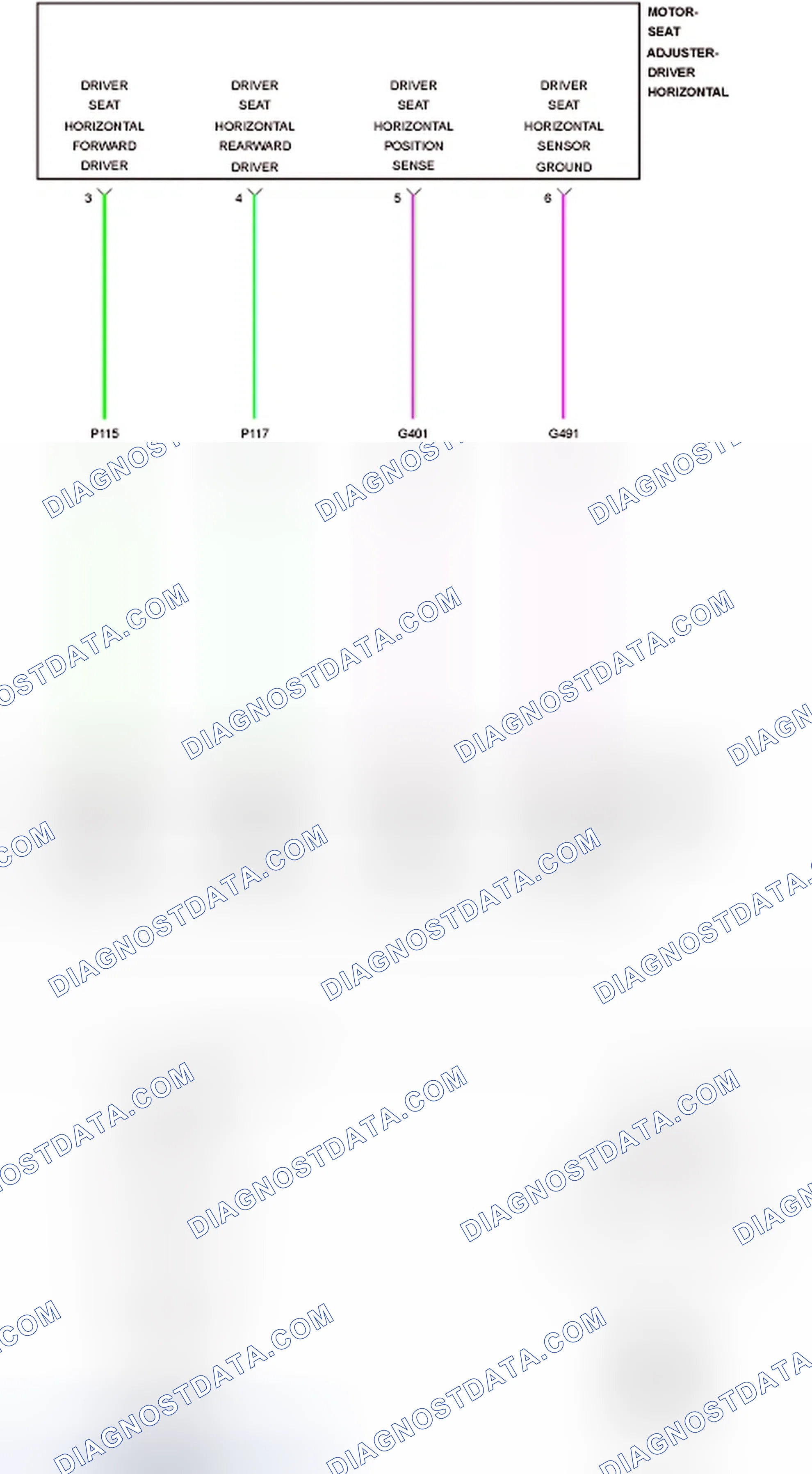 Scheme 206: B1D6D-SEAT HORIZONTAL POSITION SENSOR CIRCUIT LOW