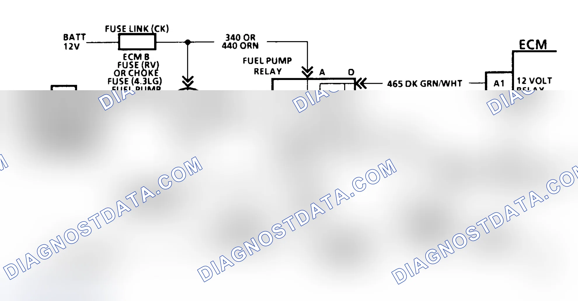 Scheme 163: Code 54 Schematic (C, K, R, V, G, & P Series W/O 4L80-E Trans) Fuel Pump Circuit