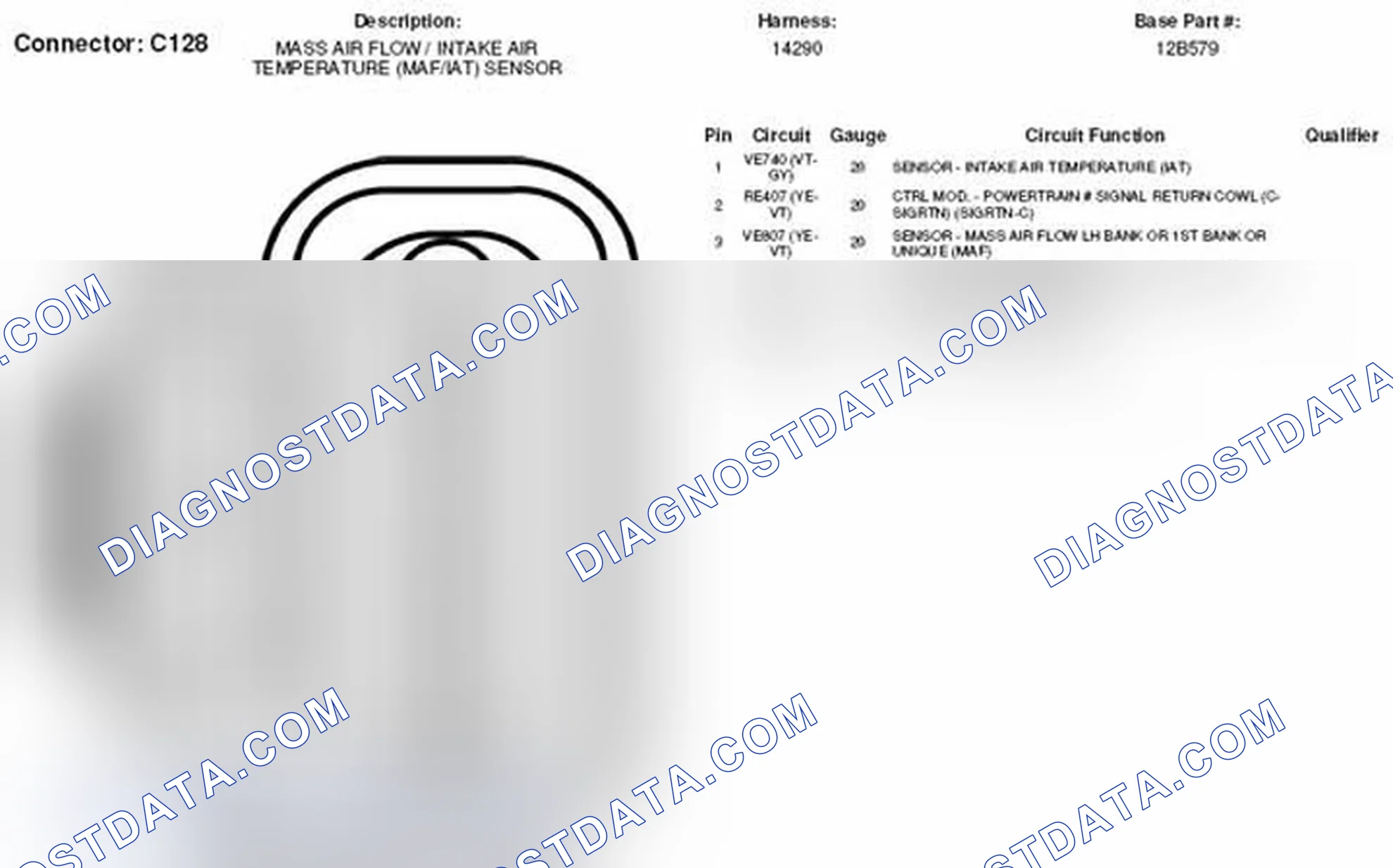 Scheme 21: Mass Air Flow Sensor / Intake Air Temperature Sensor Connector End View (C128)