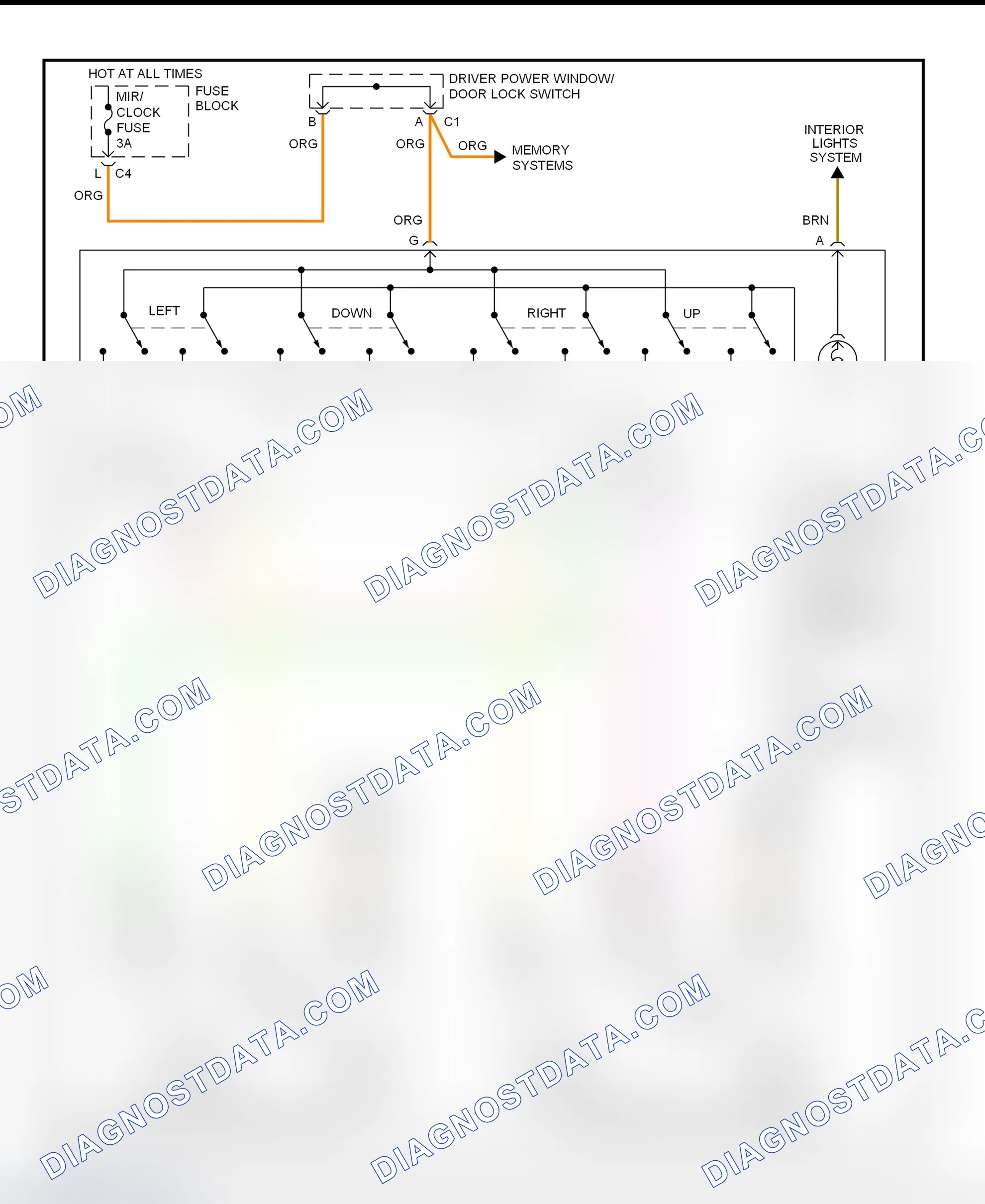 Fig. 13: Power Mirror System Wiring Diagram (Sierra, Silverado, Suburban, Tahoe, Yukon & Yukon XL - New Style)