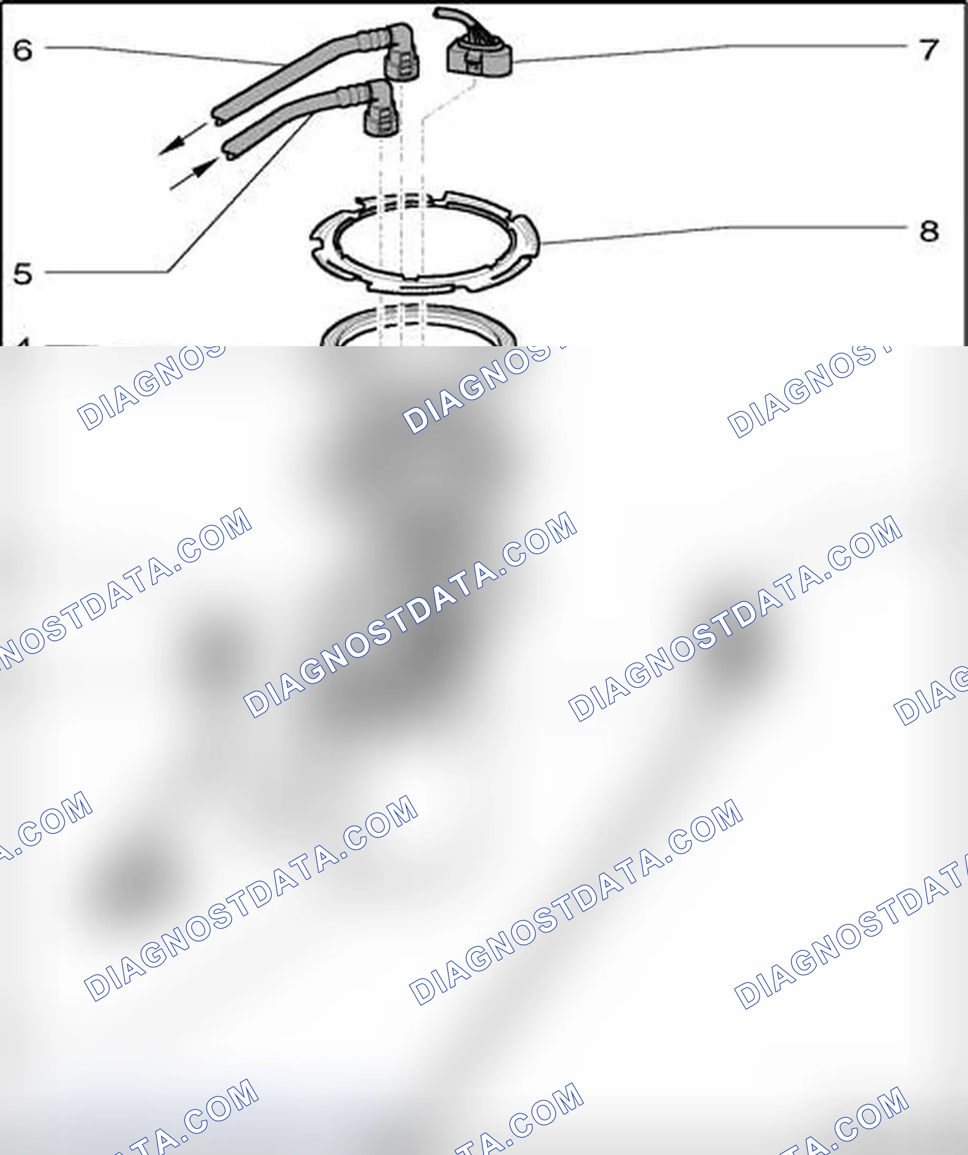 Scheme 231: Fuel delivery unit and Fuel level sensor, assembly overview